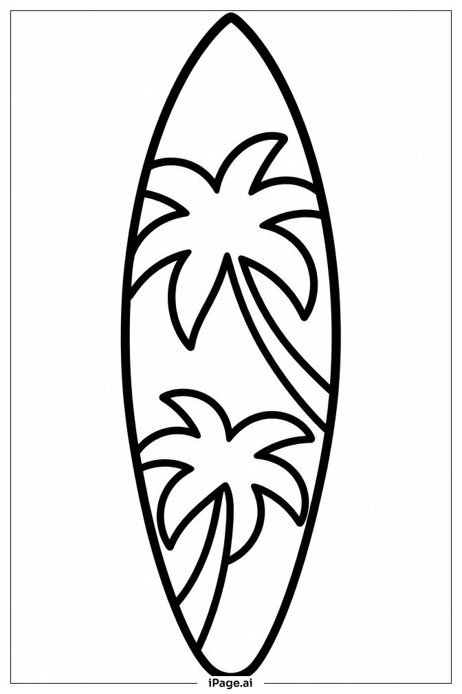 Palm Surfboard Coloring Page