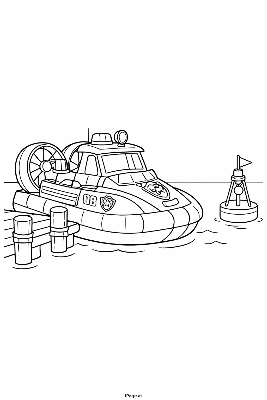 항구에 정박한 퍼피 구조대 보트