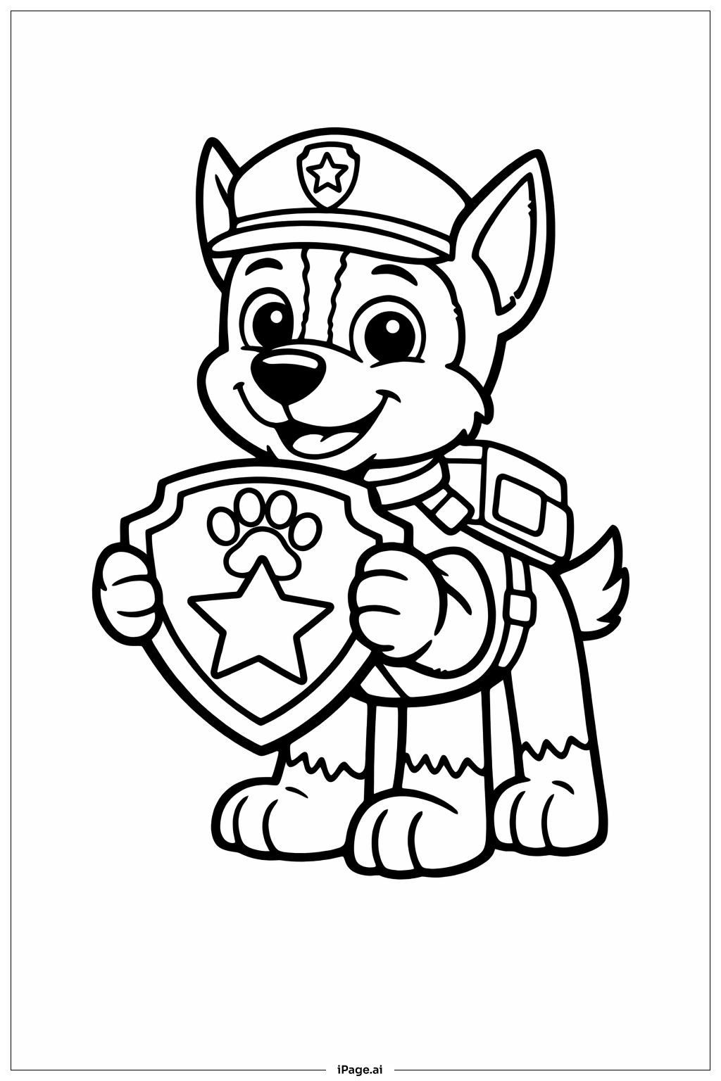 퍼피 구조대 체이스와 배지 색칠공부 페이지