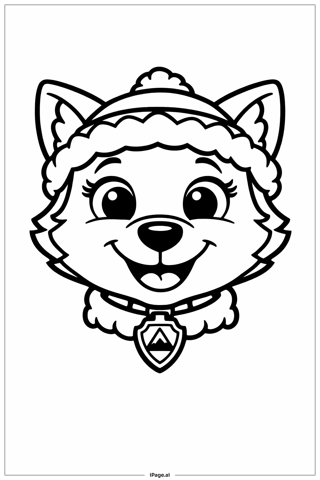 퍼피 구조대 에베레스트 미소 짓는 얼굴 색칠공부 페이지