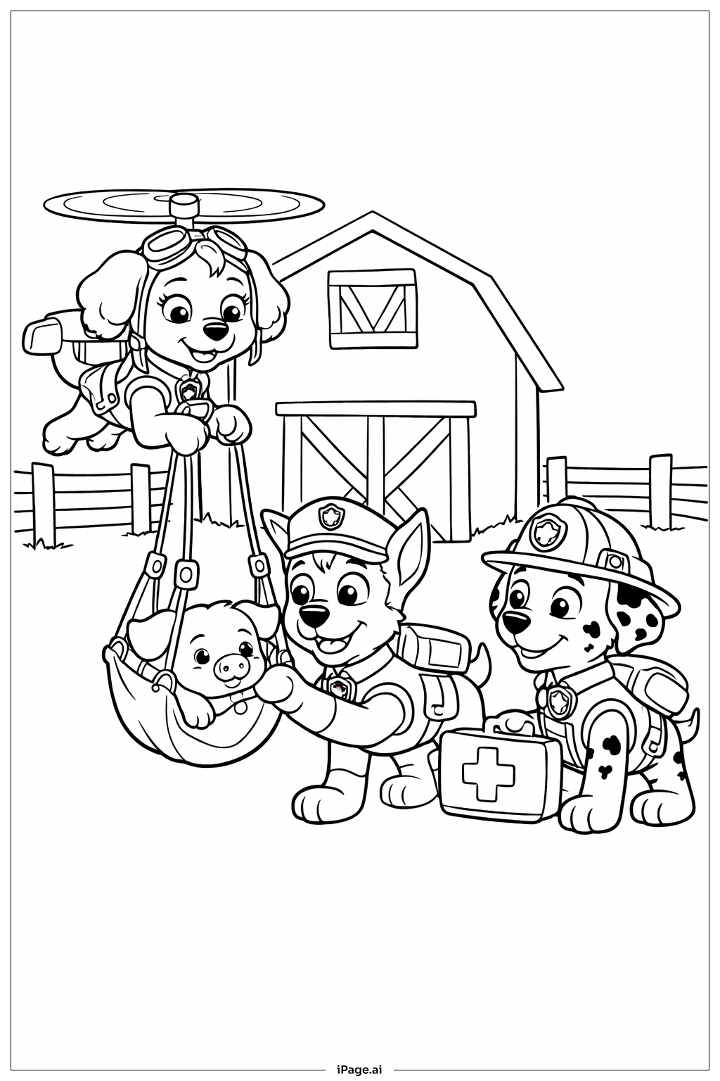 퍼피 구조대 농장 동물 구조 색칠공부 페이지