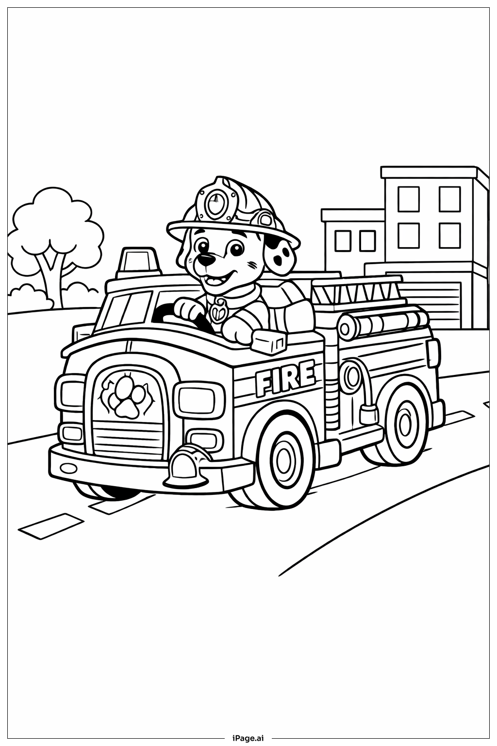 퍼피 구조대 소방차 색칠공부 페이지