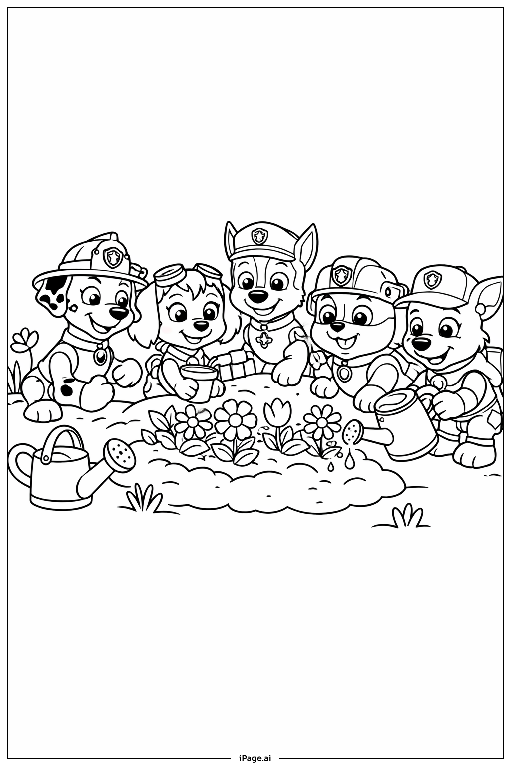 퍼피 구조대 정원에서 식물 돕기