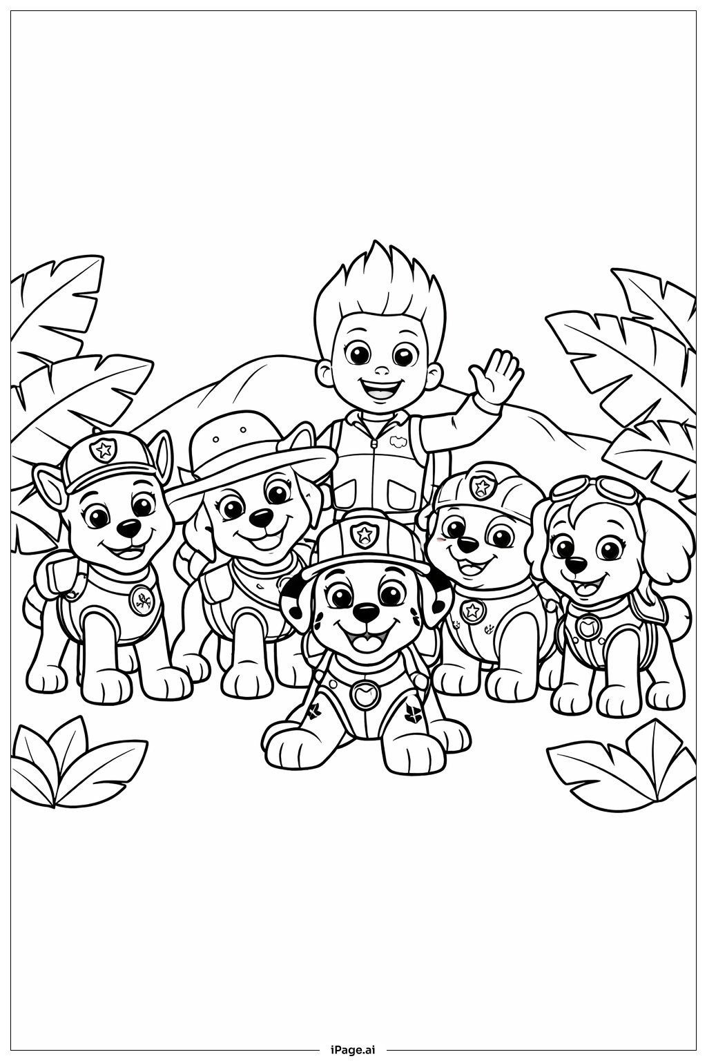 퍼우 패트롤 정글 대모험 장면 색칠공부 페이지