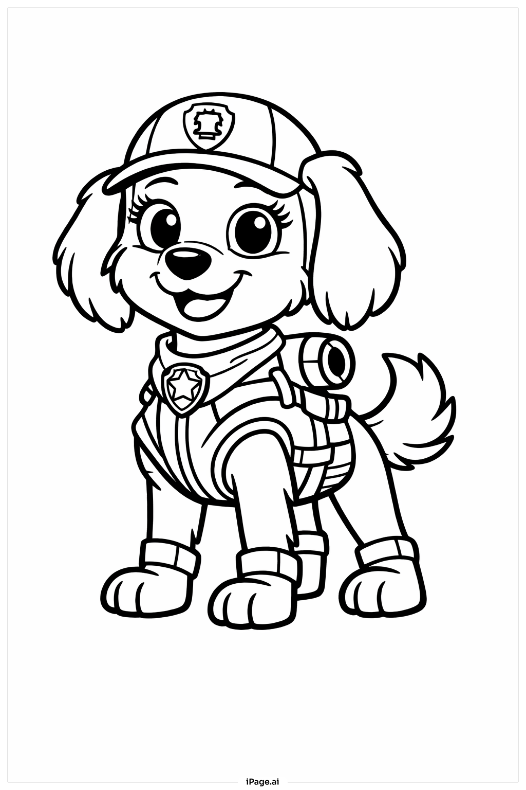 퍼피 구조대 리버티 서 있는 모습 색칠공부 페이지