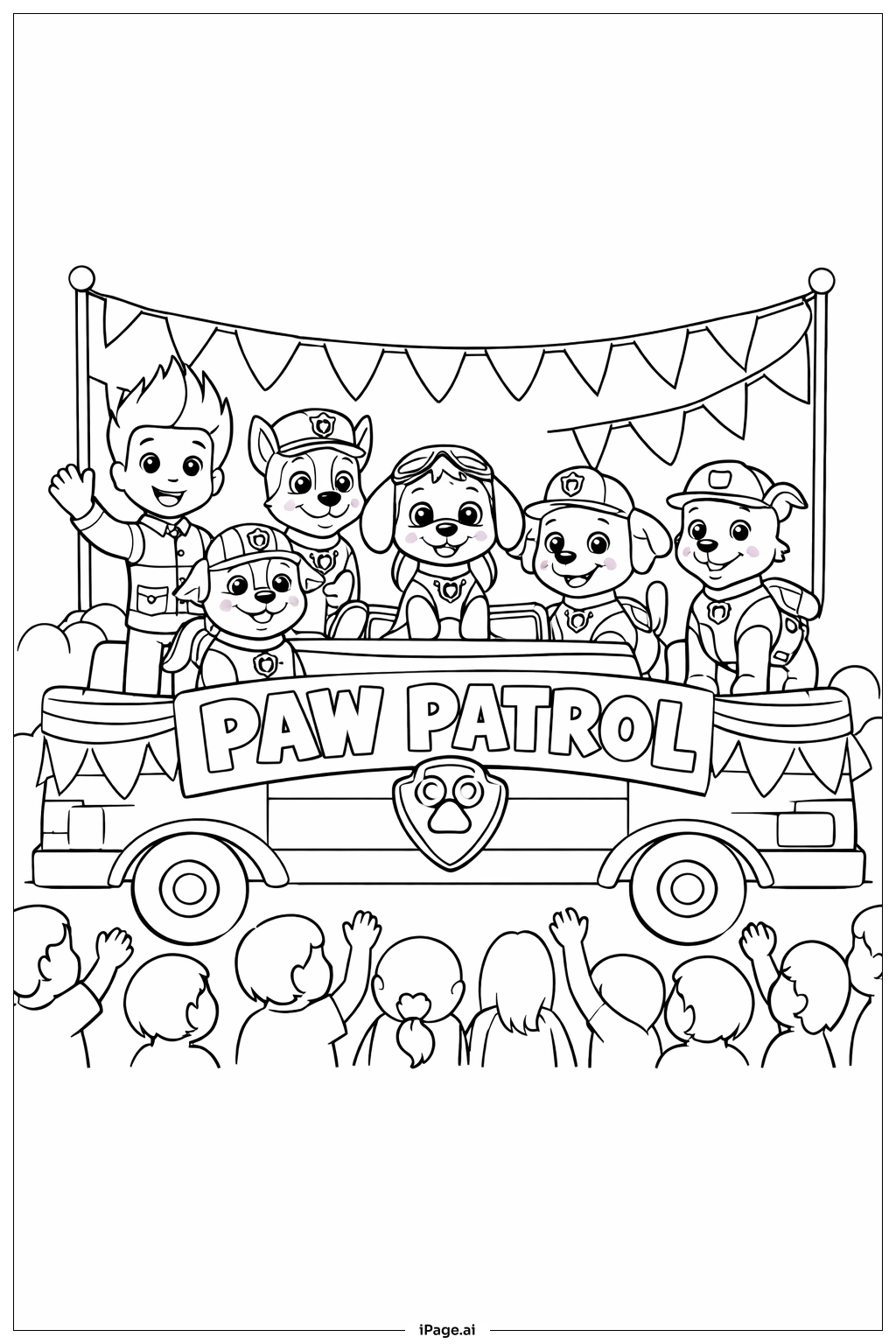 퍼우 패트롤 퍼레이드 축하 장면