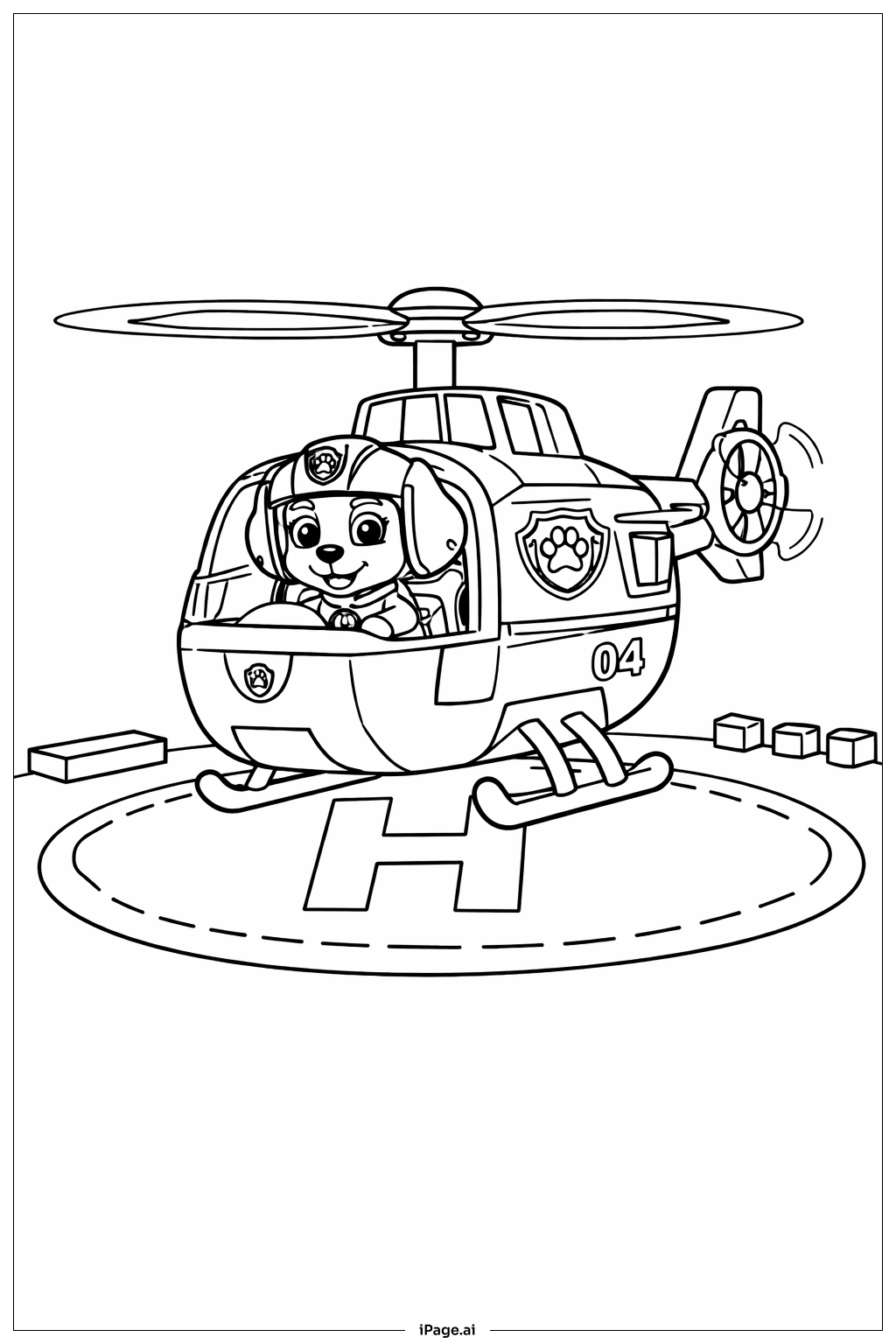 퍼피 구조대 구조 헬리콥터 착륙 색칠공부 페이지