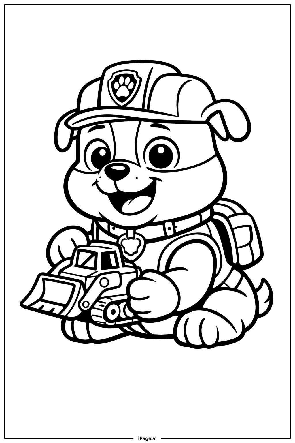 퍼피 구조대 러블 장난감과 함께 색칠공부 페이지