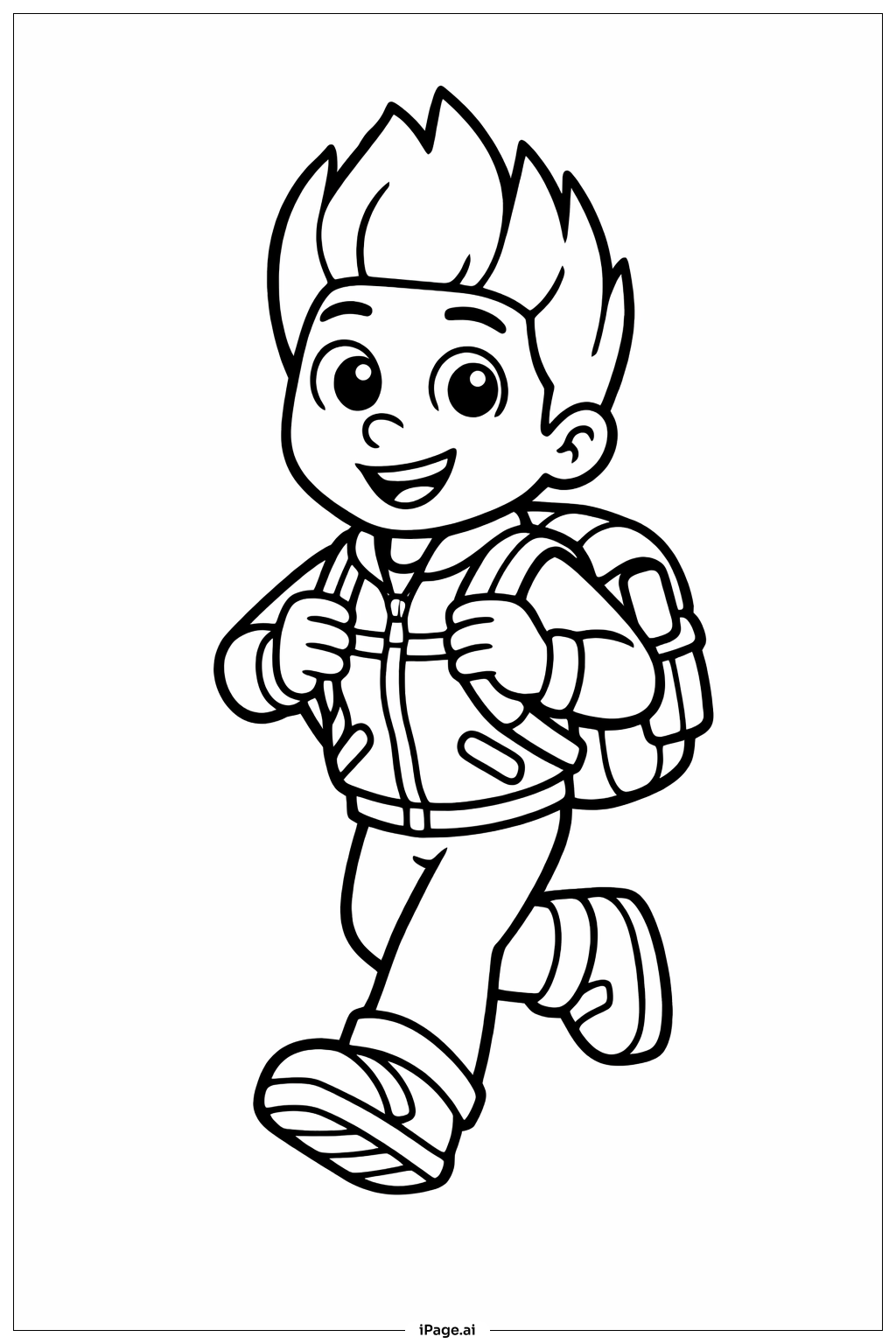 퍼프 패트롤 라이더와 배낭 색칠공부 페이지