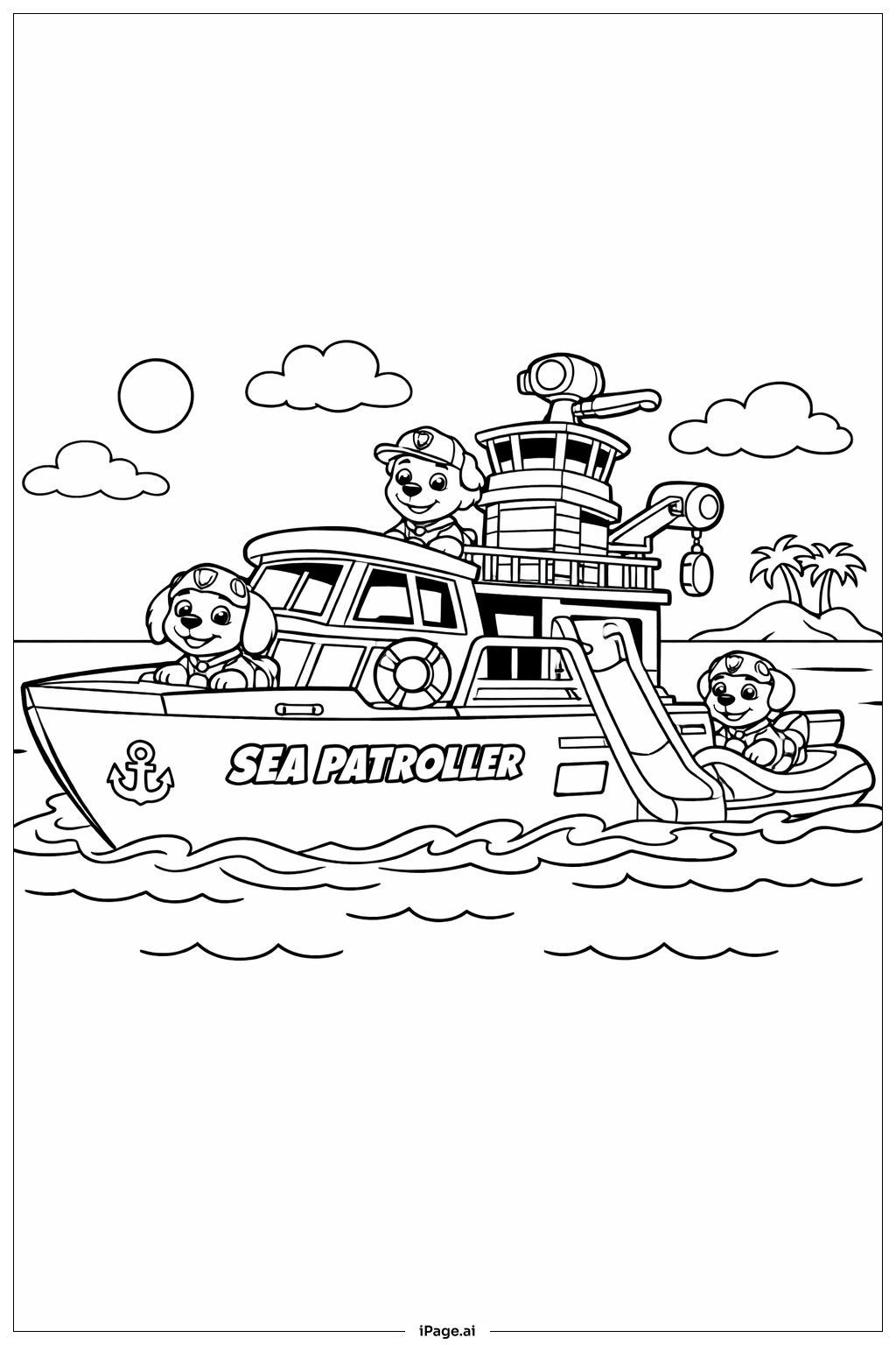퍼피 구조대 해상 구조 보트 색칠공부 페이지