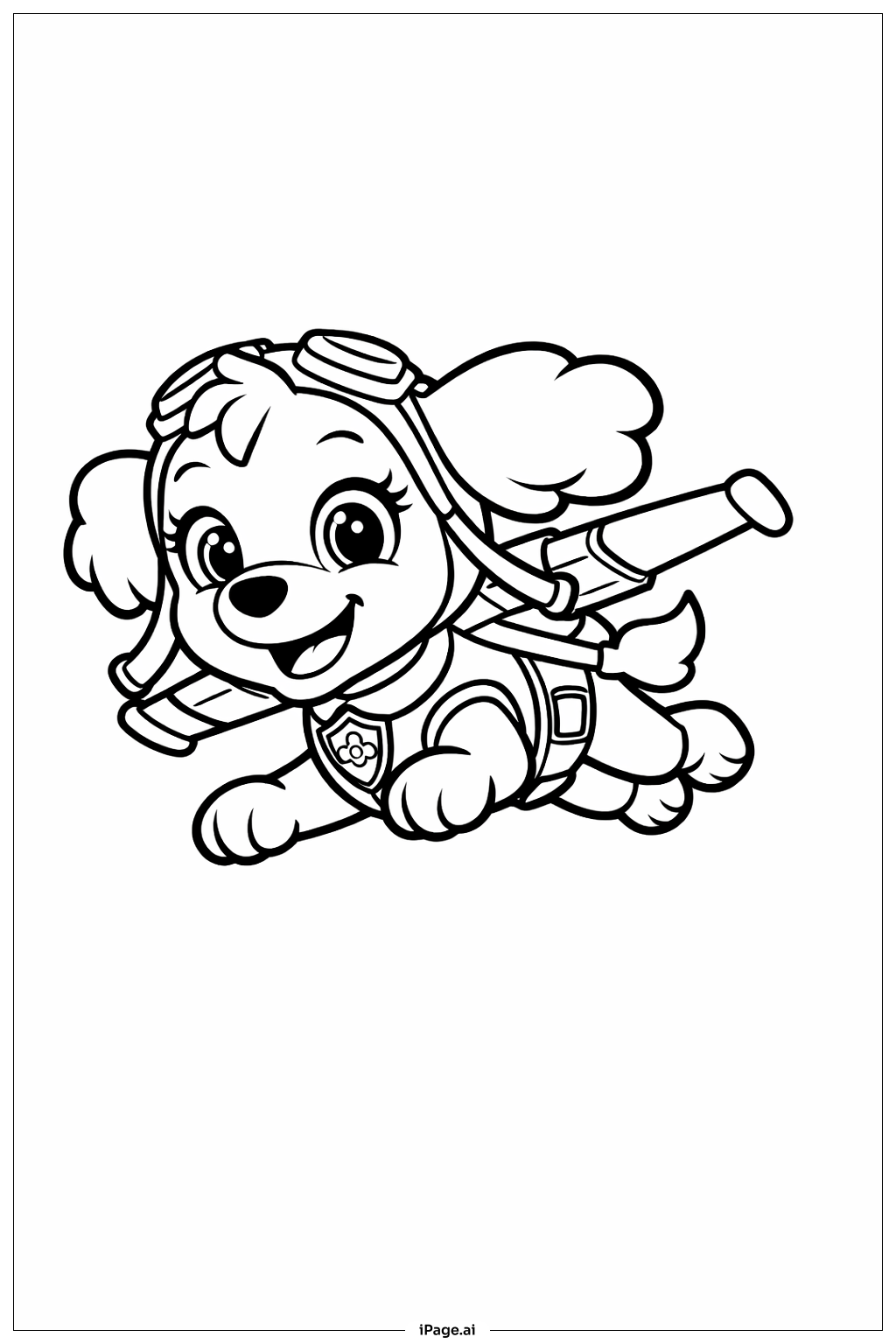 퍼피 구조대 스카이 비행 자세 색칠공부 페이지