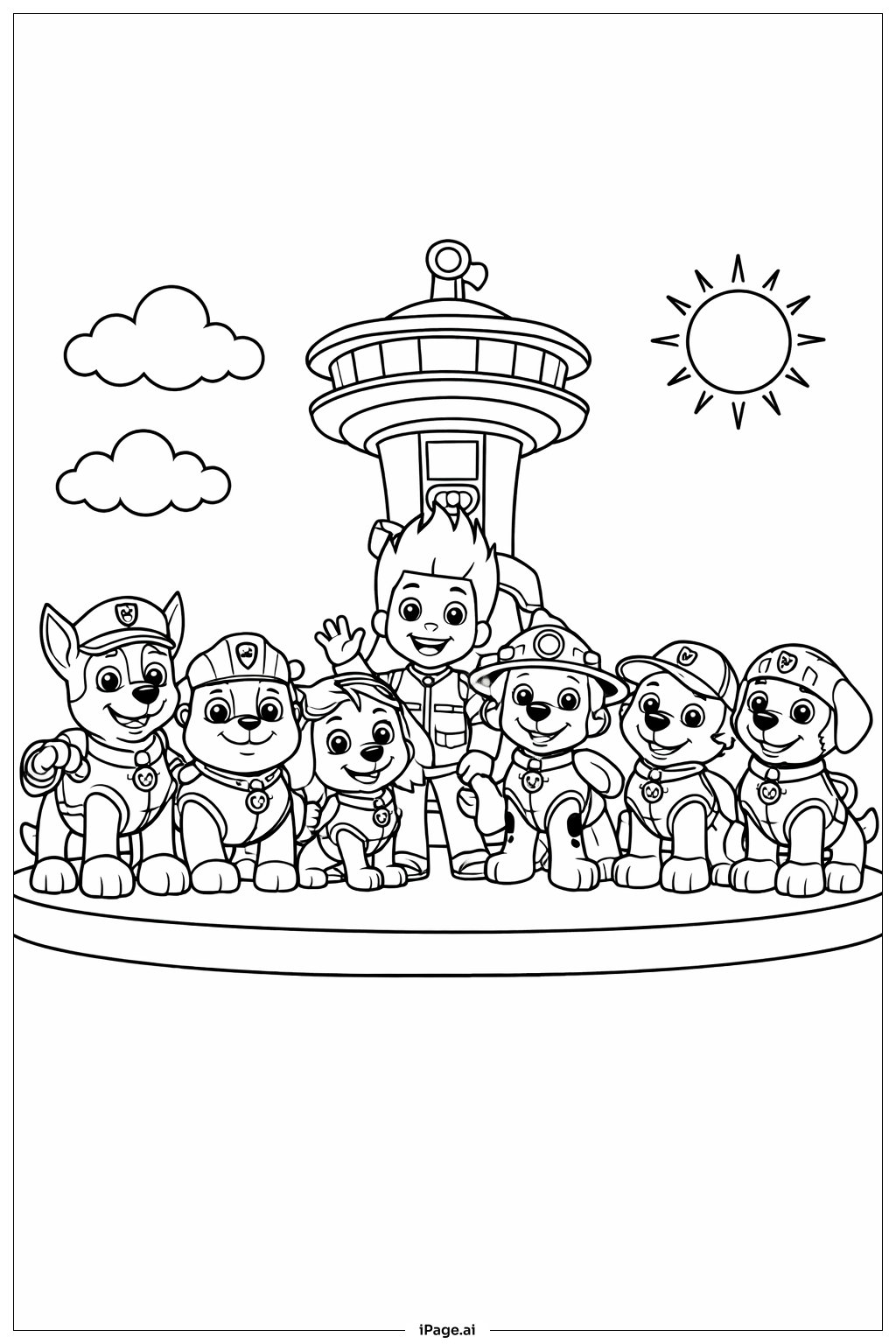 퍼피 구조대 팀 루크아웃에서 색칠공부 페이지