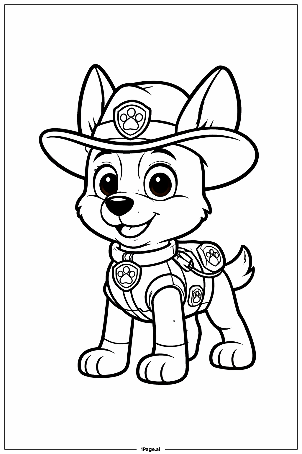  모자 쓴 퍼피 구조대 트래커 색칠공부 페이지 