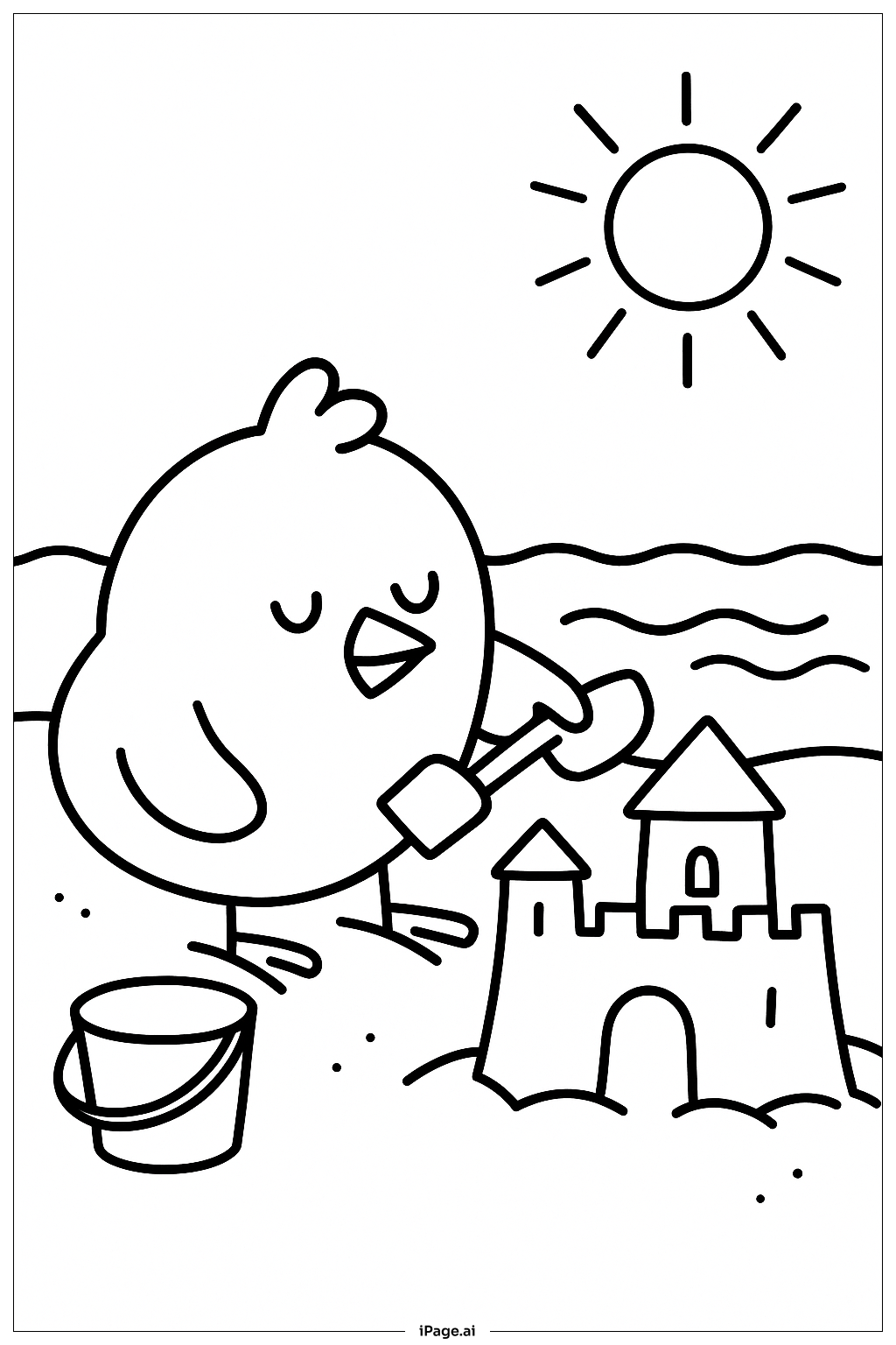 Peep At Beach Coloring Page