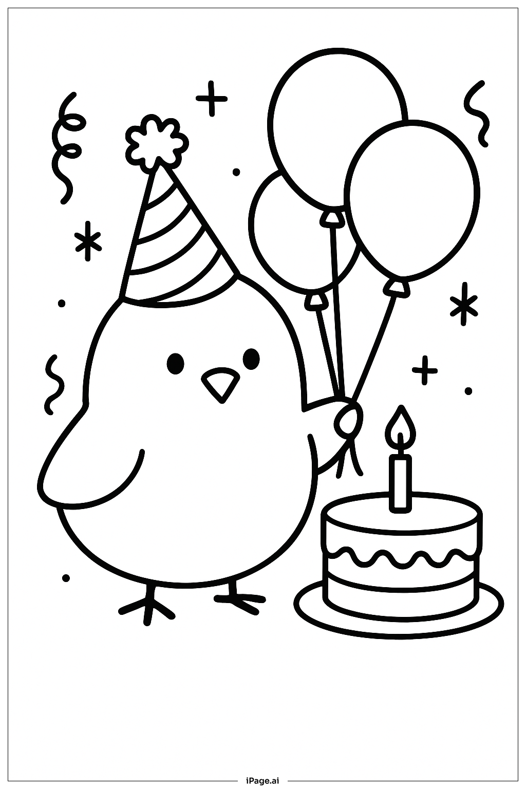 Peep Birthday Party Coloring Page