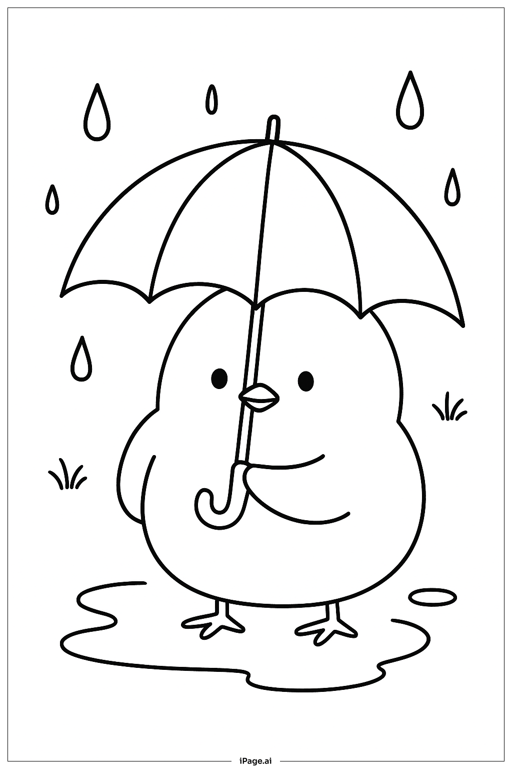 Peep In Rain Coloring Page