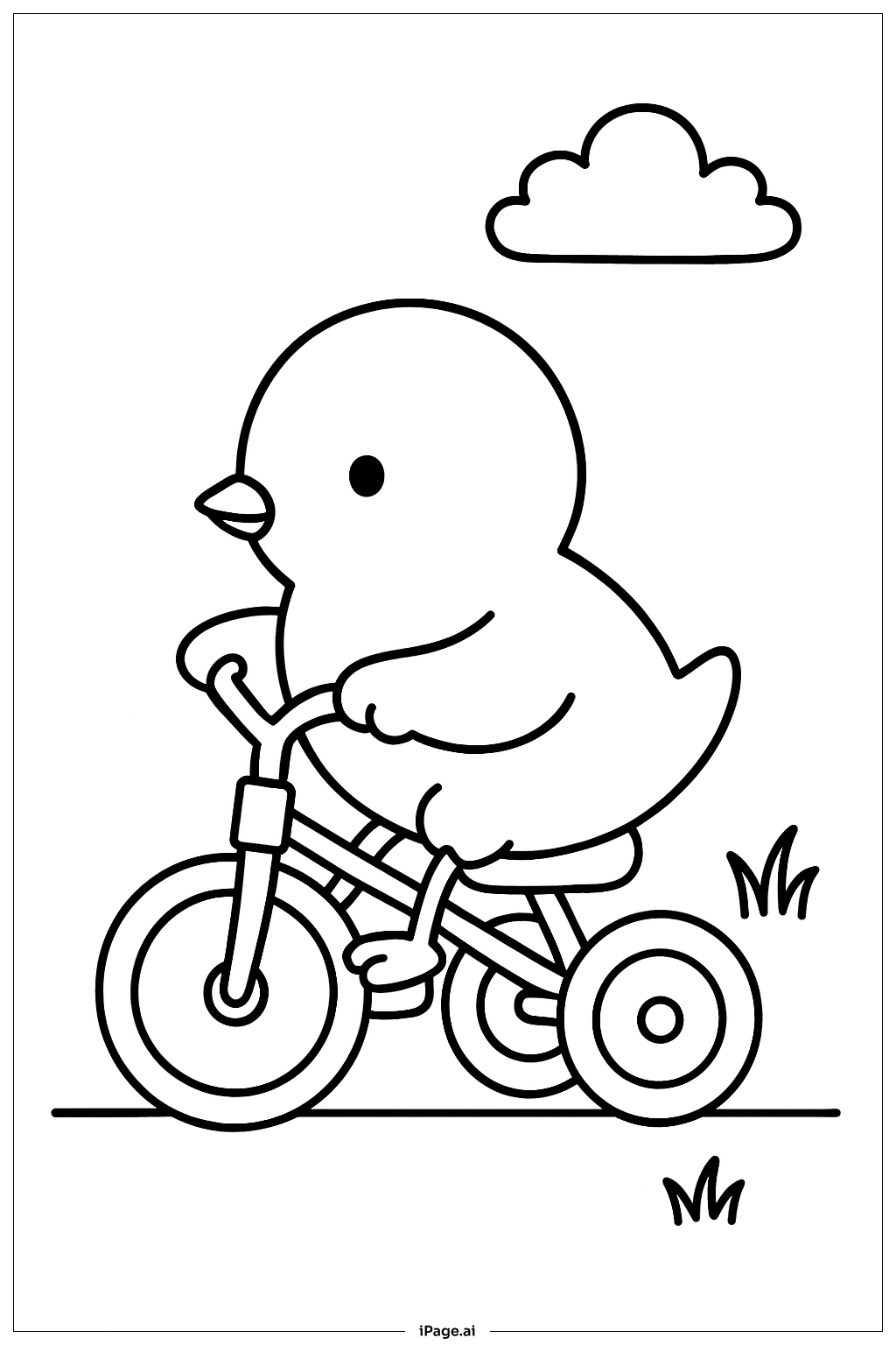 Peep On Tricycle Coloring Page