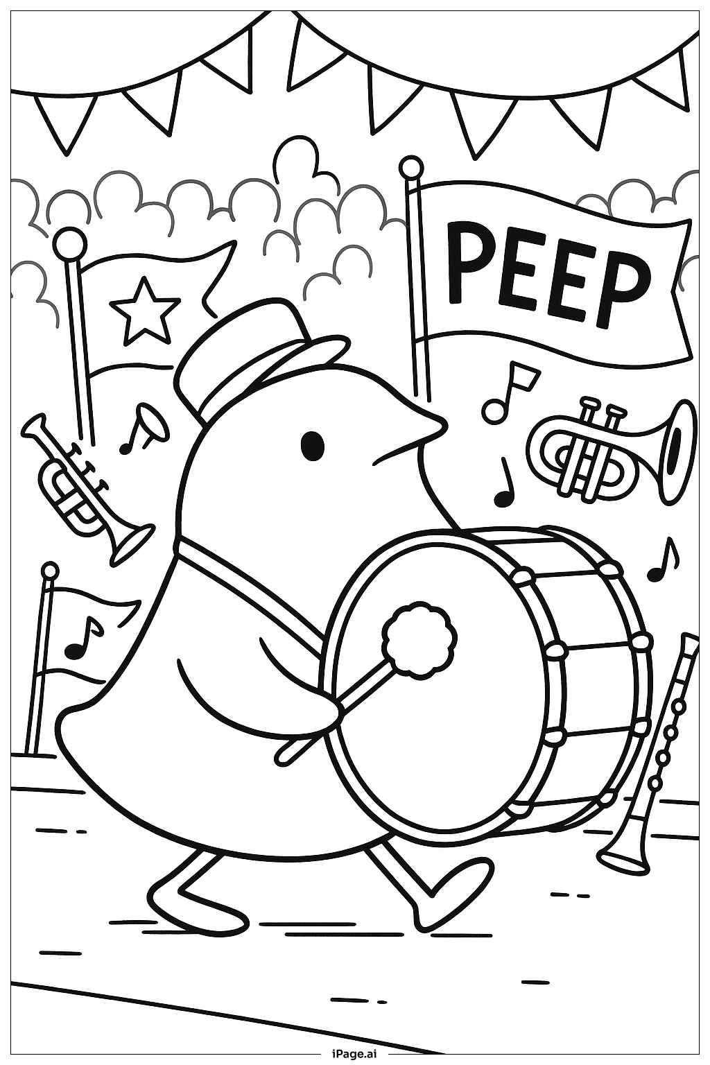 Peep Parade Scene Coloring Page