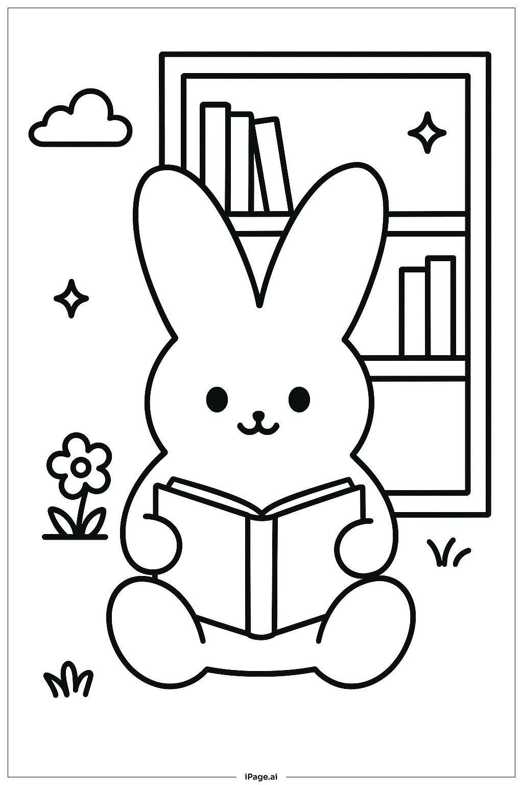Peep Reading Book Coloring Page