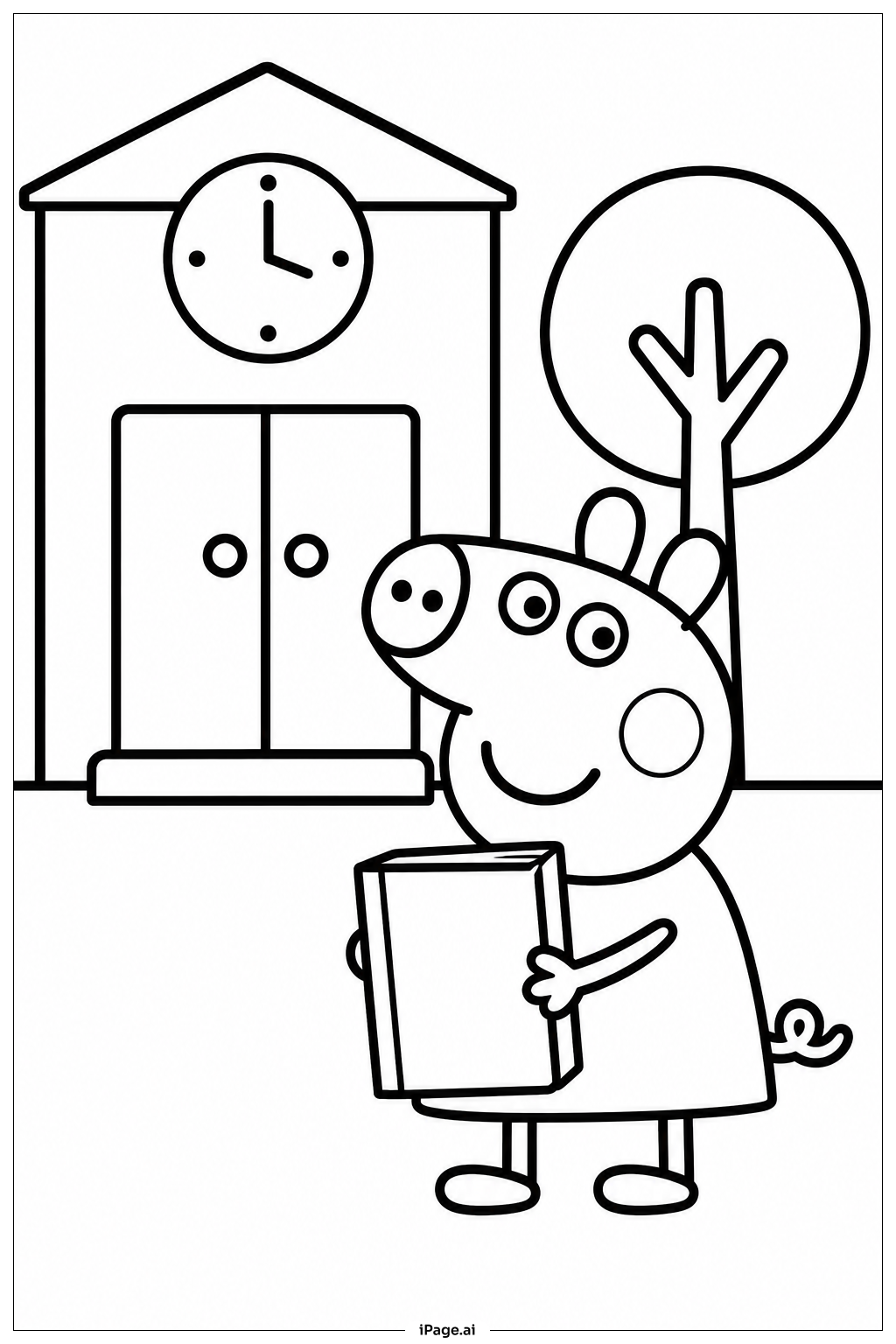 学校でのペッパピッグの塗り絵ページ