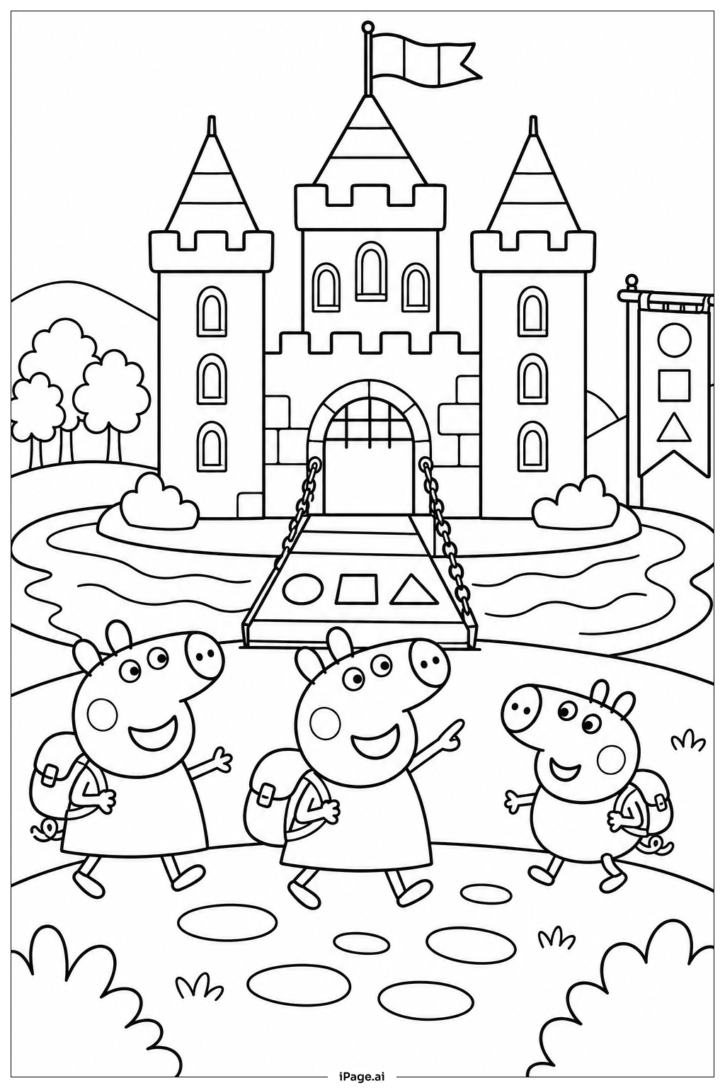 Peppa Wutz Schlossbesuch Ausmalseite