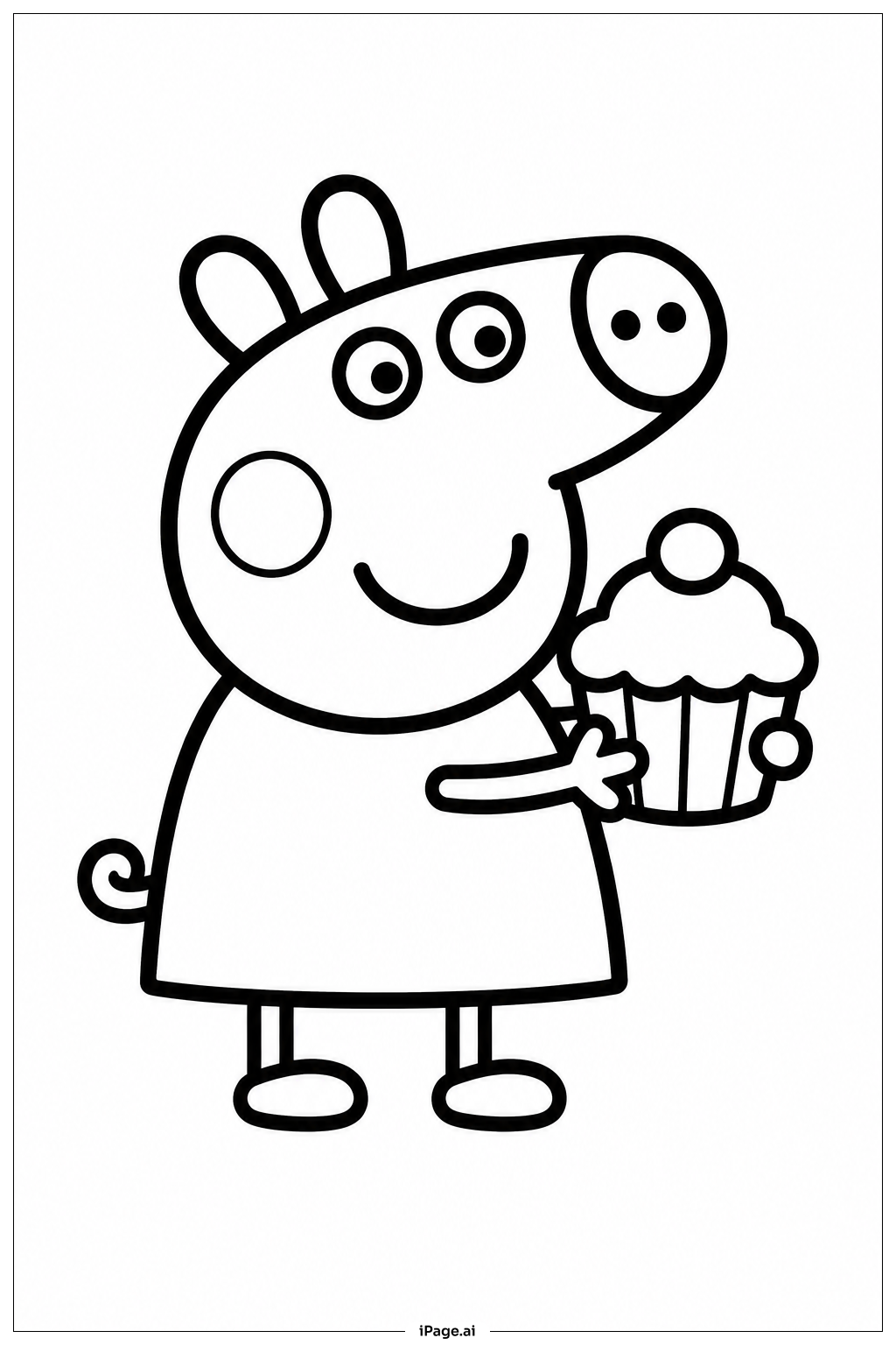 小猪佩奇纸杯蛋糕填色页