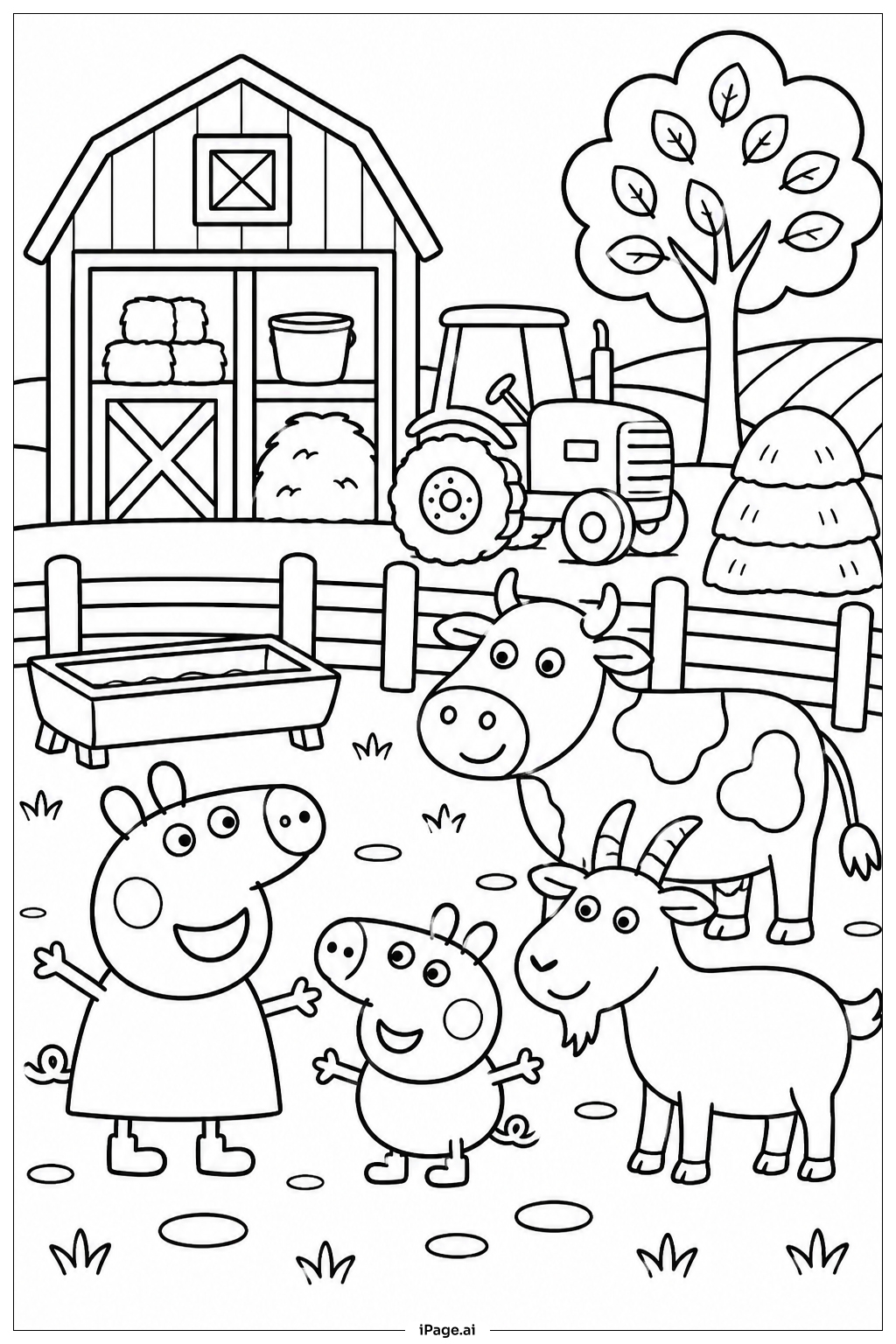 Peppa Pig Bauernhofszene Ausmalseite