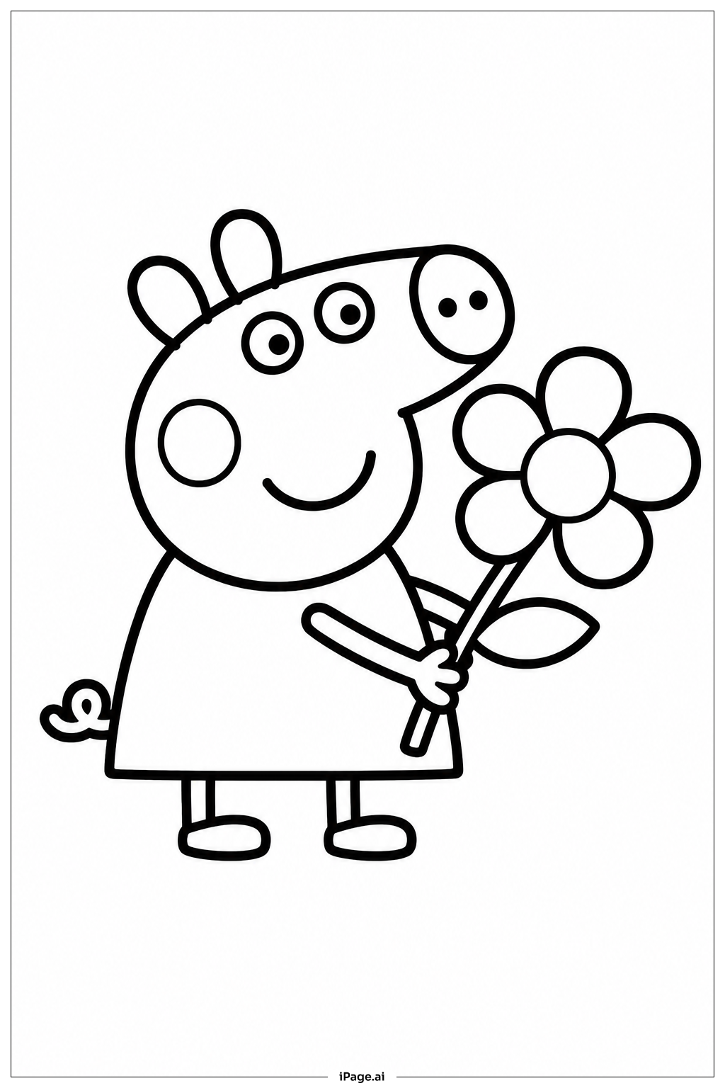 Peppa Wutz mit Blume Ausmalseite