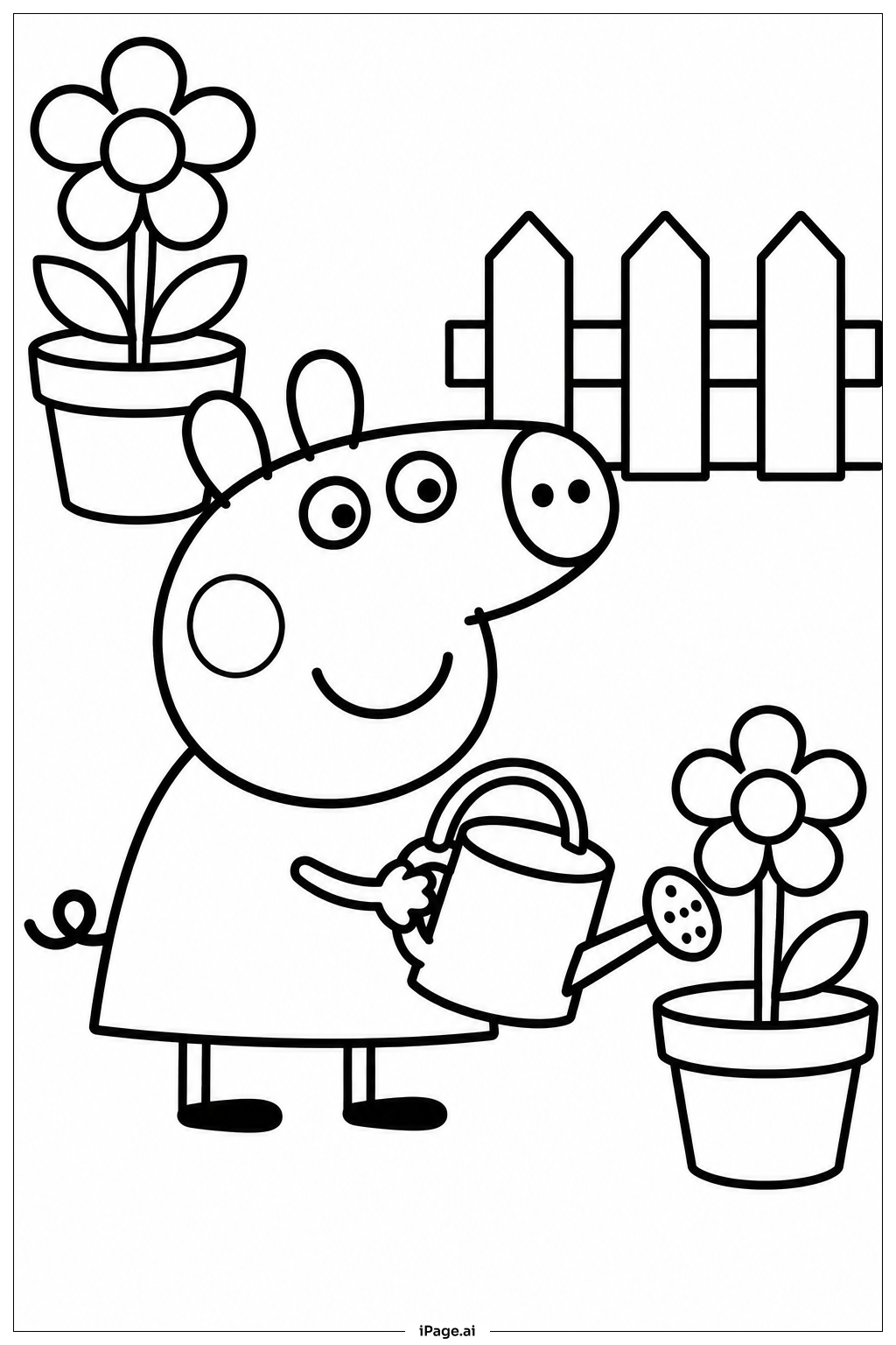 Página para colorear de Peppa Pig Jardinería