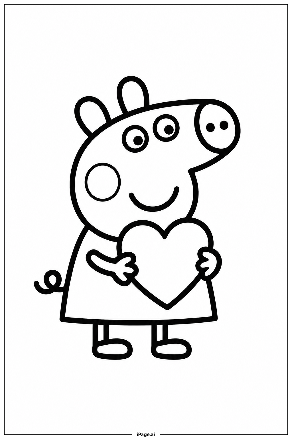 小猪佩奇爱心填色页
