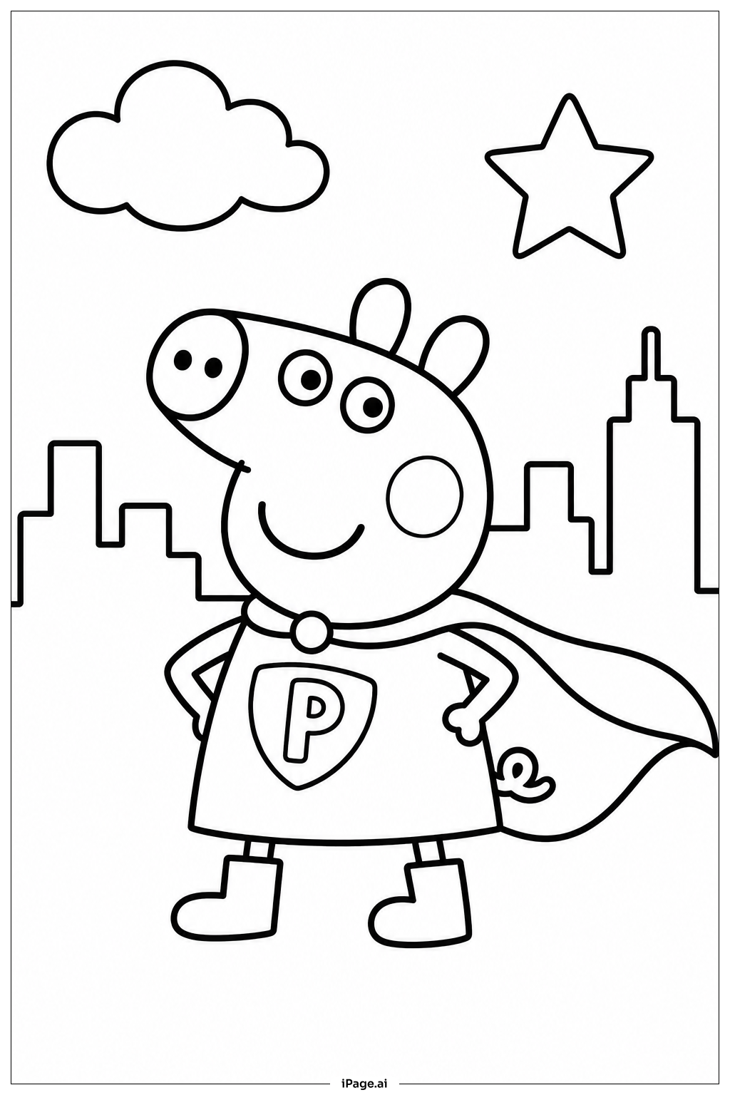 Página para colorear de Peppa Pig Superhero Pose