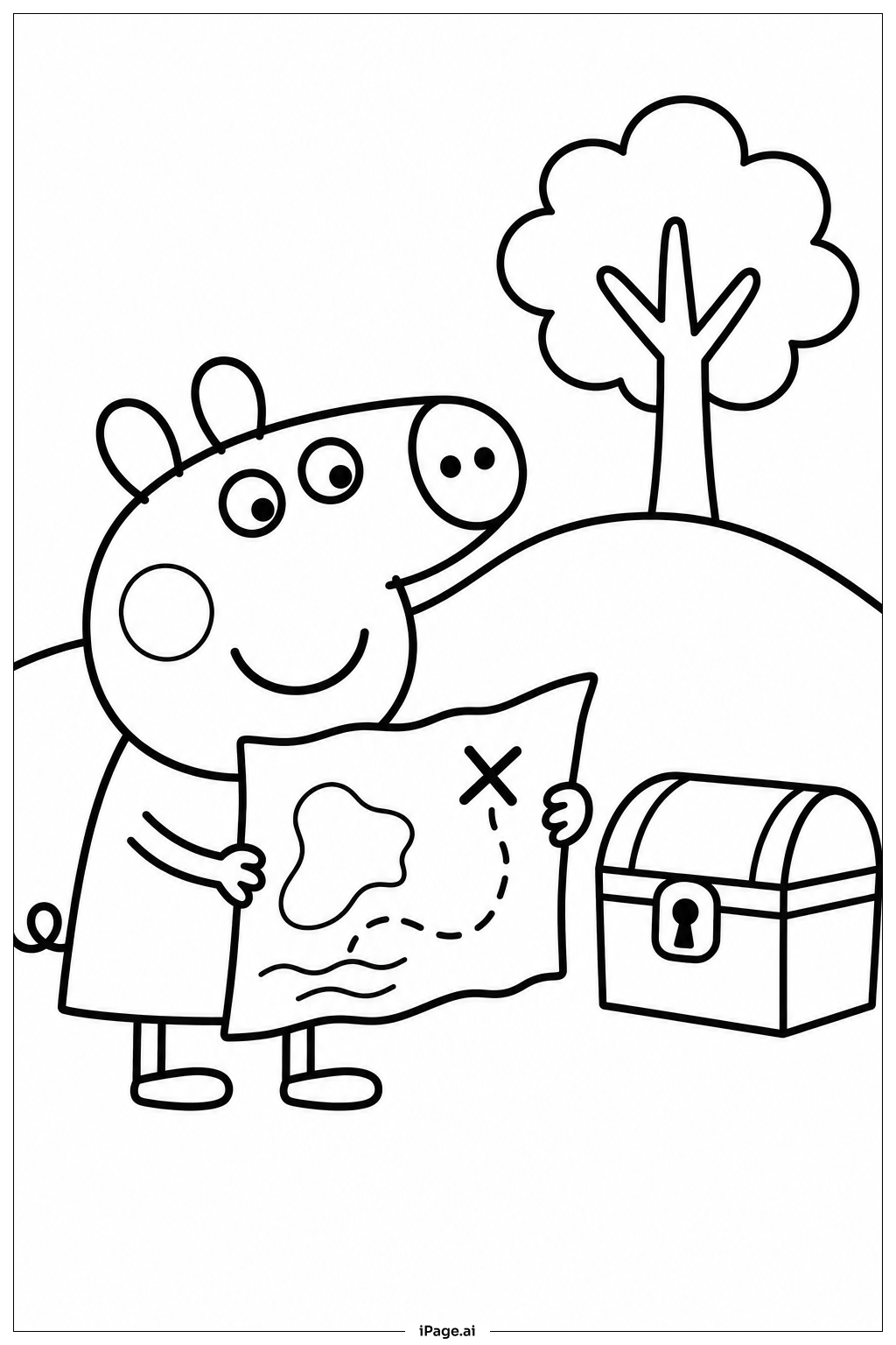 ペッパピッグ宝探しの塗り絵ページ