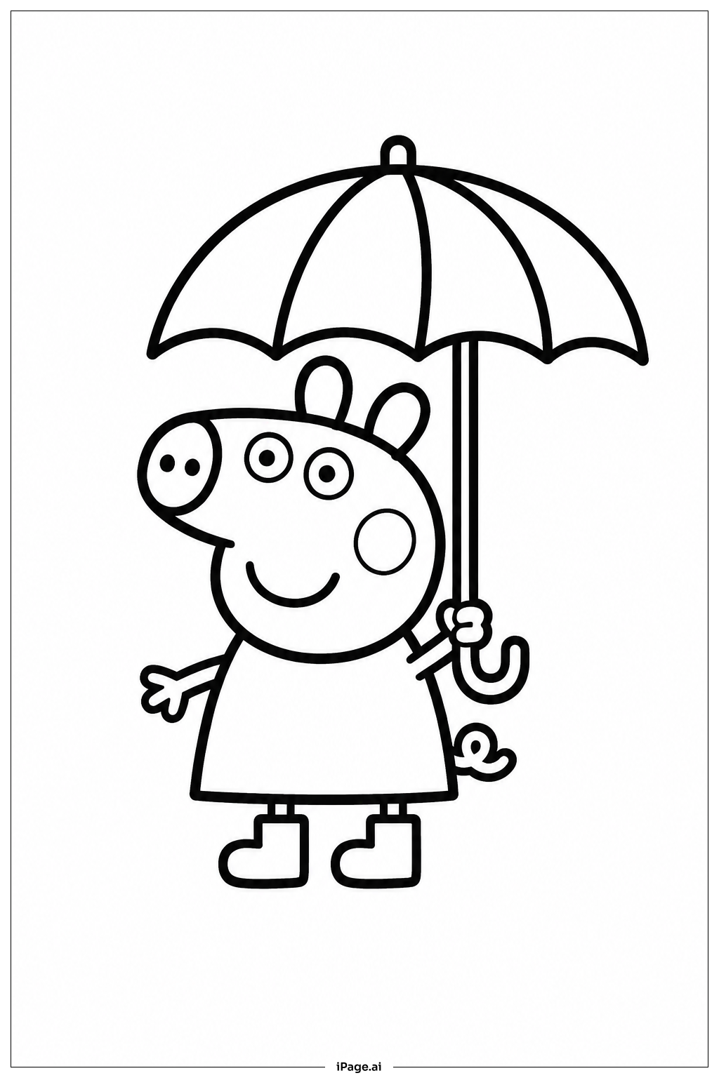 Peppa Pig mit Regenschirm Ausmalseite