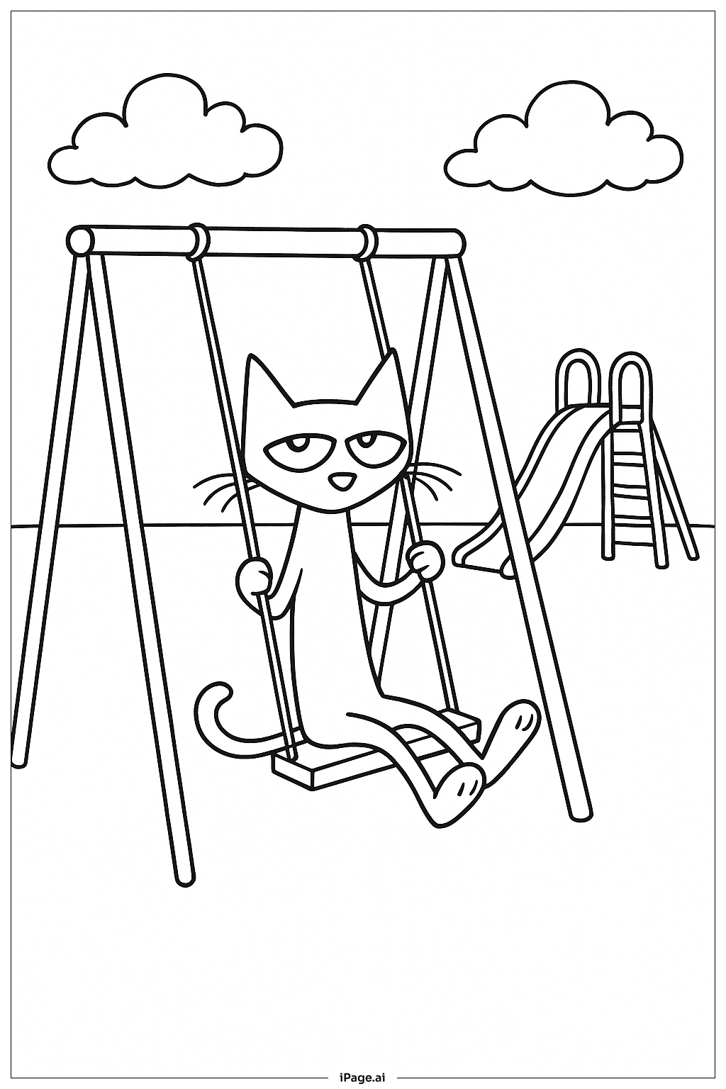 Page de coloriage Pete le Chat au Terrain de Jeu
