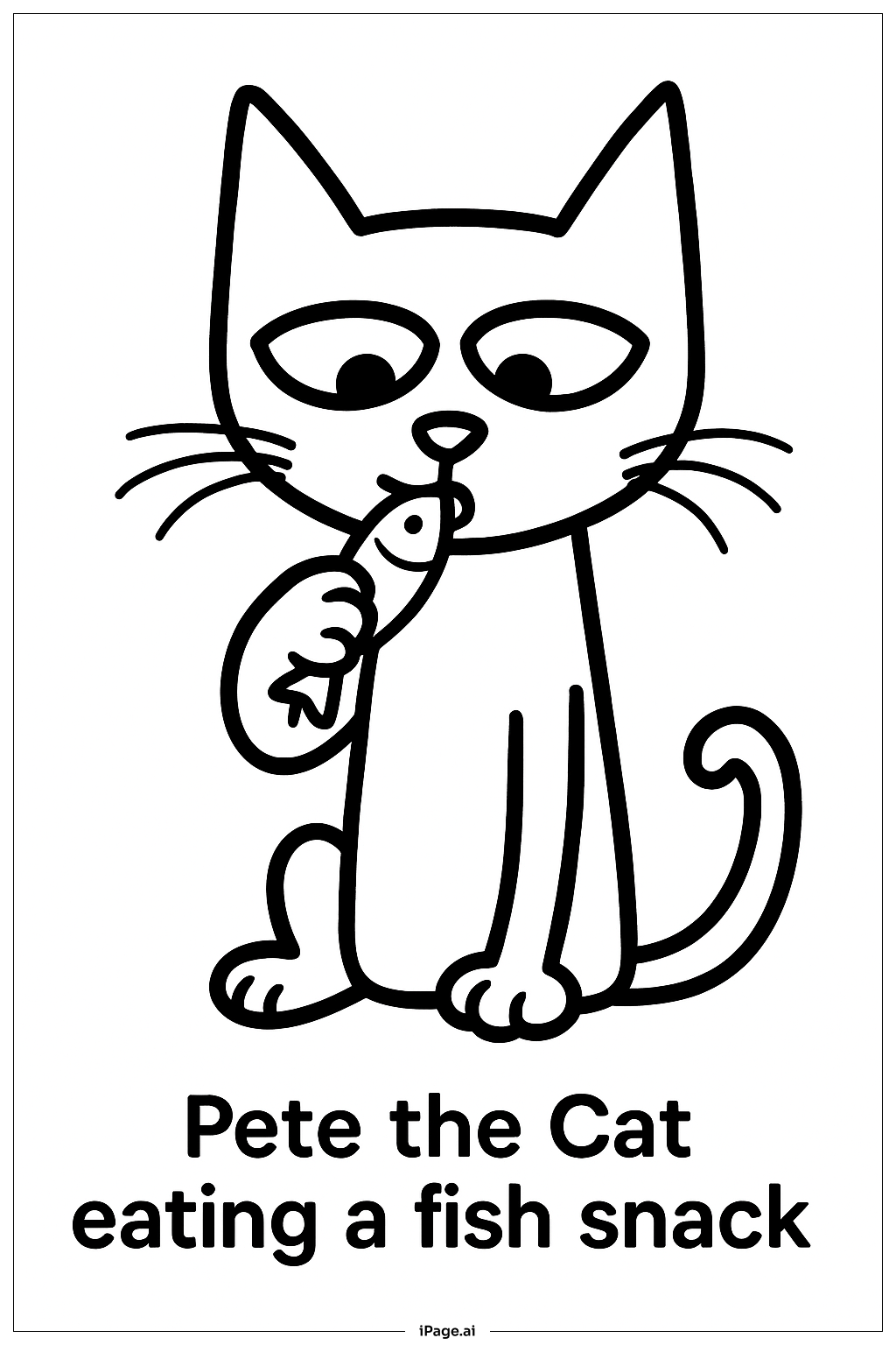 Page de coloriage Pete le Chat Mangeant un Poisson