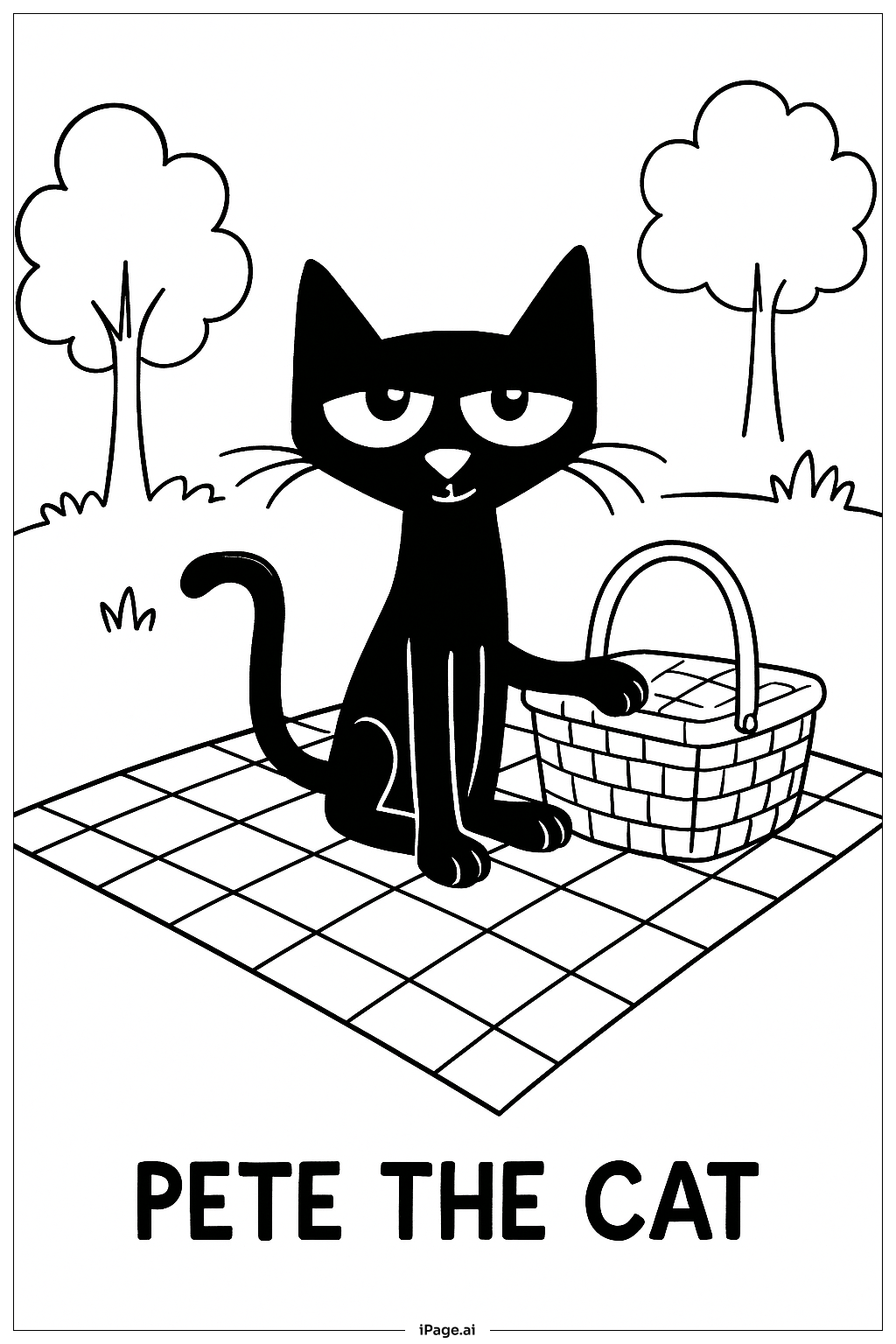 Page de coloriage Pete le Chat fait un pique-nique