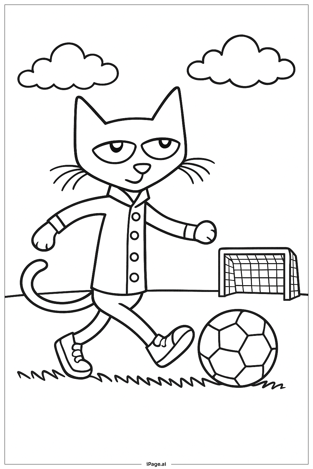 ピート・ザ・キャット ボール遊びの塗り絵ページ