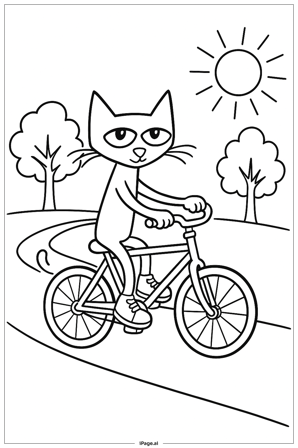 Page de coloriage Pete Le Chat à Vélo