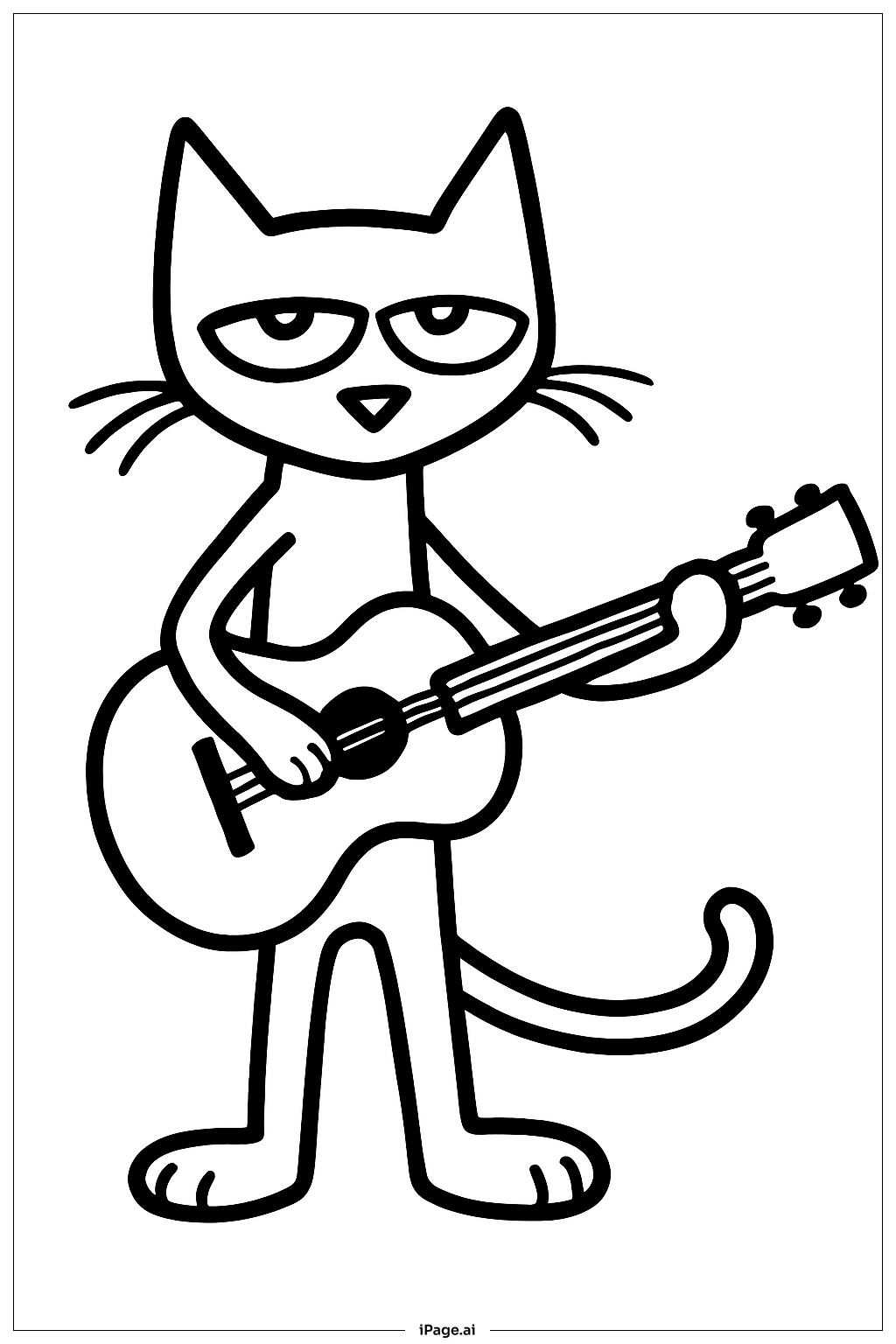 Page de coloriage Pete Le Chat Avec Guitare