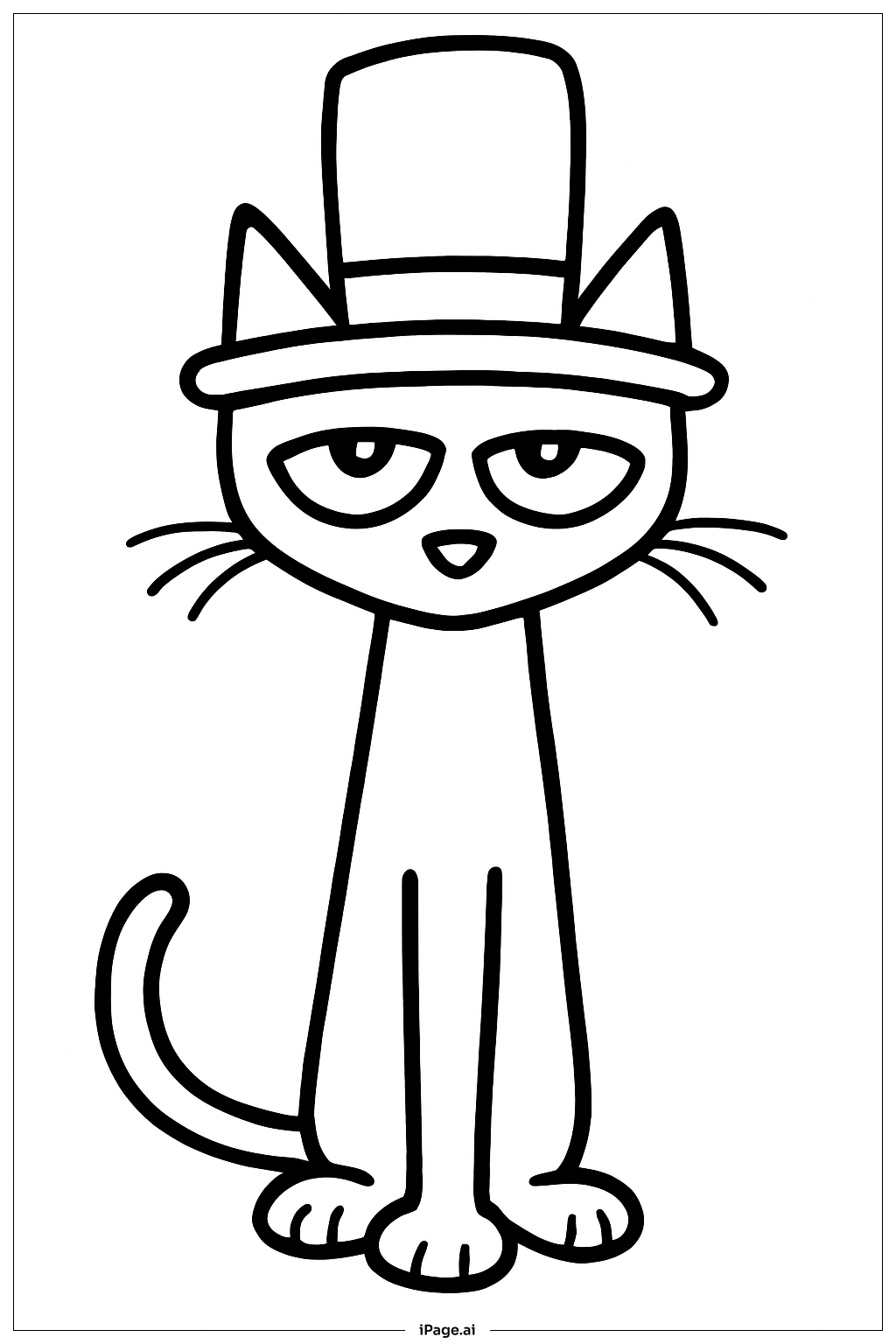 Page de coloriage Pete Le Chat avec Chapeau