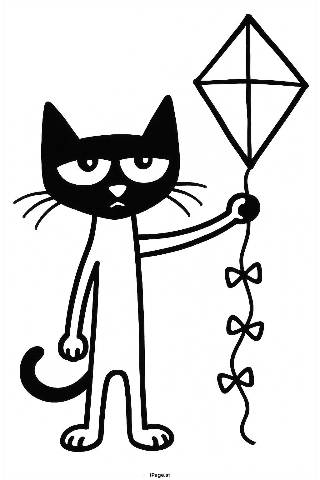 Page de coloriage Pete Le Chat Avec Cerf-Volant