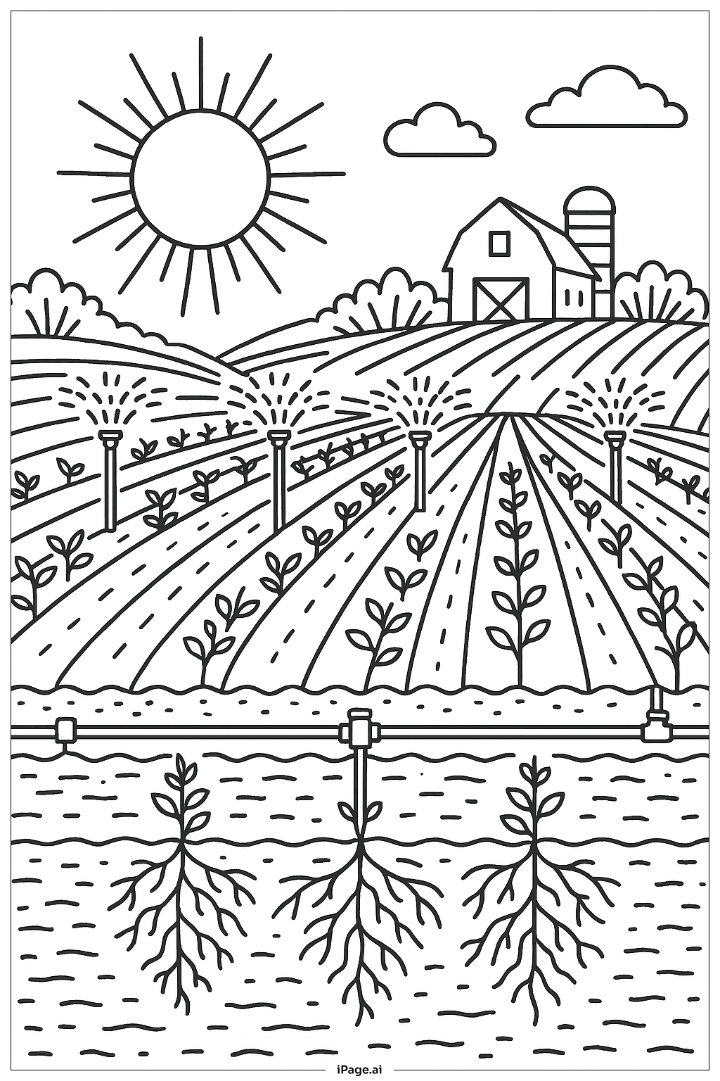  光合作用農業田野研究著色頁 