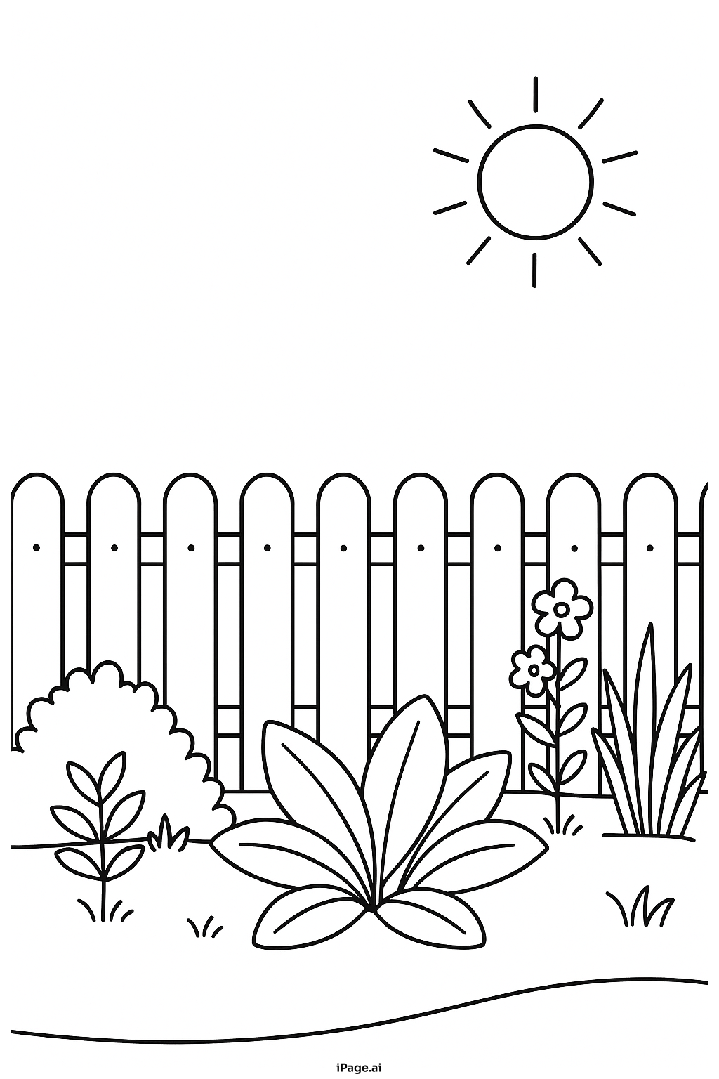  Página para colorear de Escena de plantas en el patio trasero con fotosíntesis 