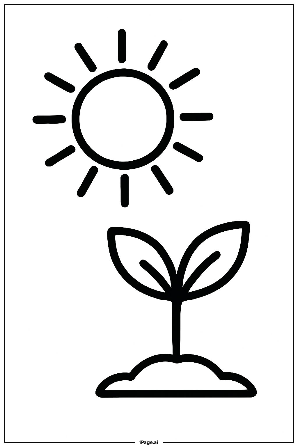  Página para colorear de Fotosíntesis Gran Sol y Planta 