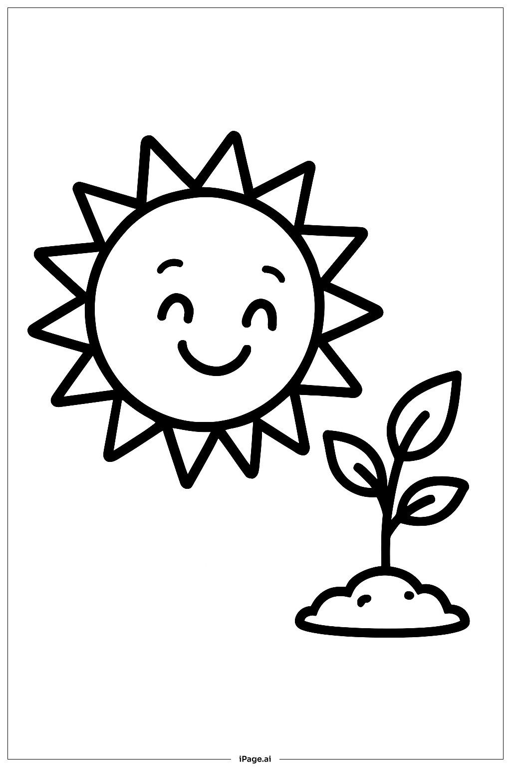  光合作用卡通太阳植物填色页 