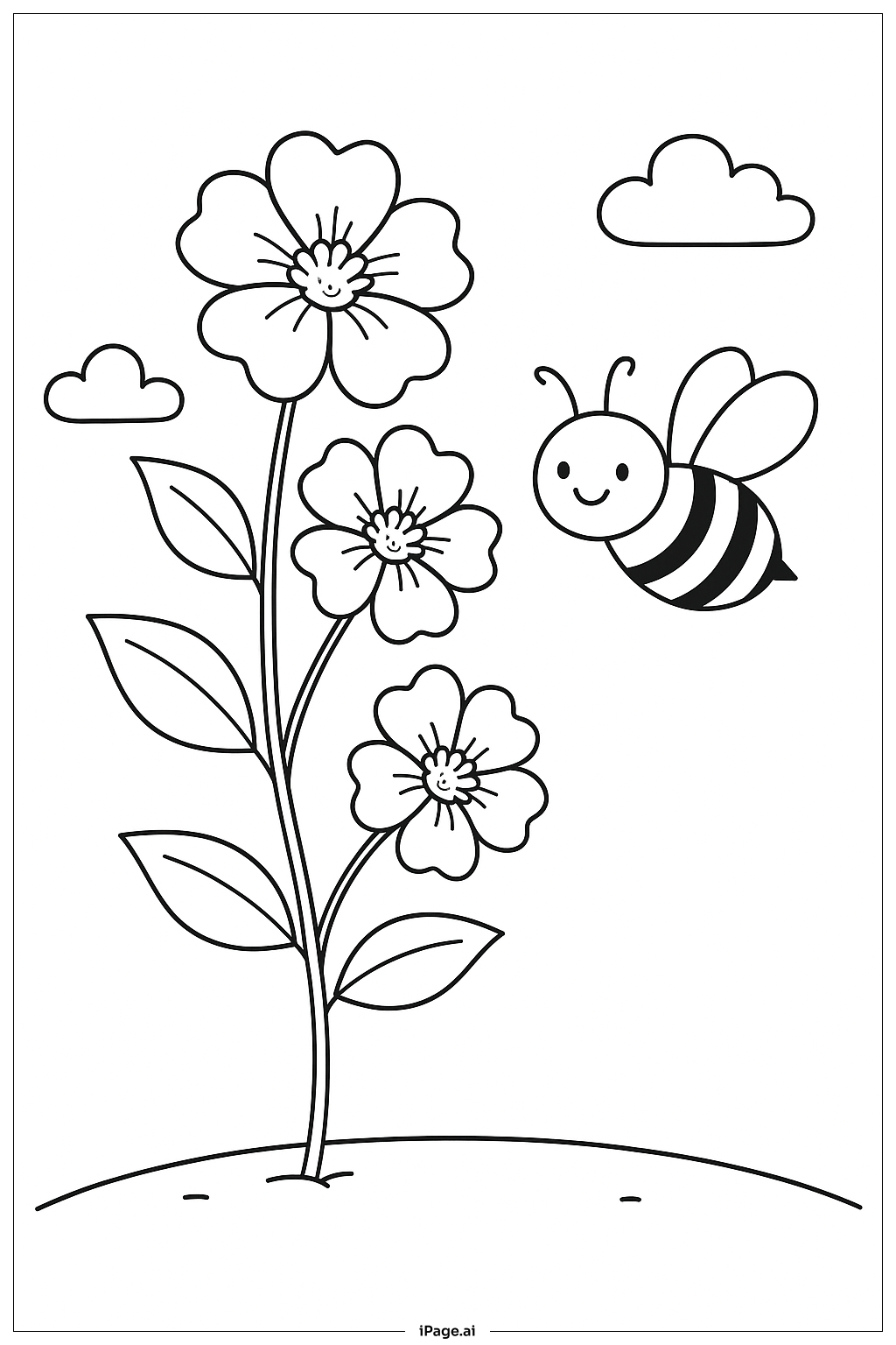 光合作用的花和蜜蜂填色页