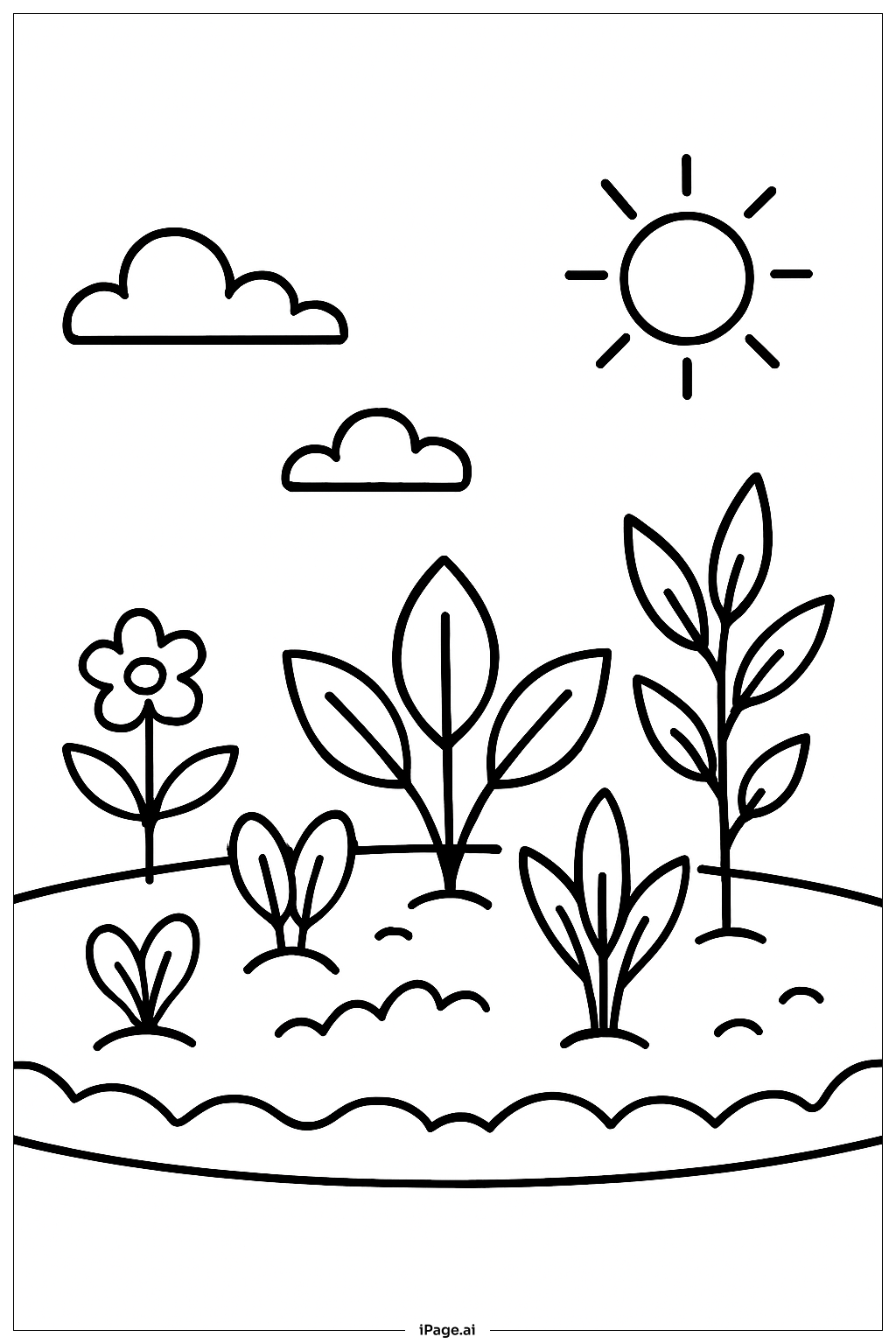  Página para colorear de Jardín de fotosíntesis con parches 