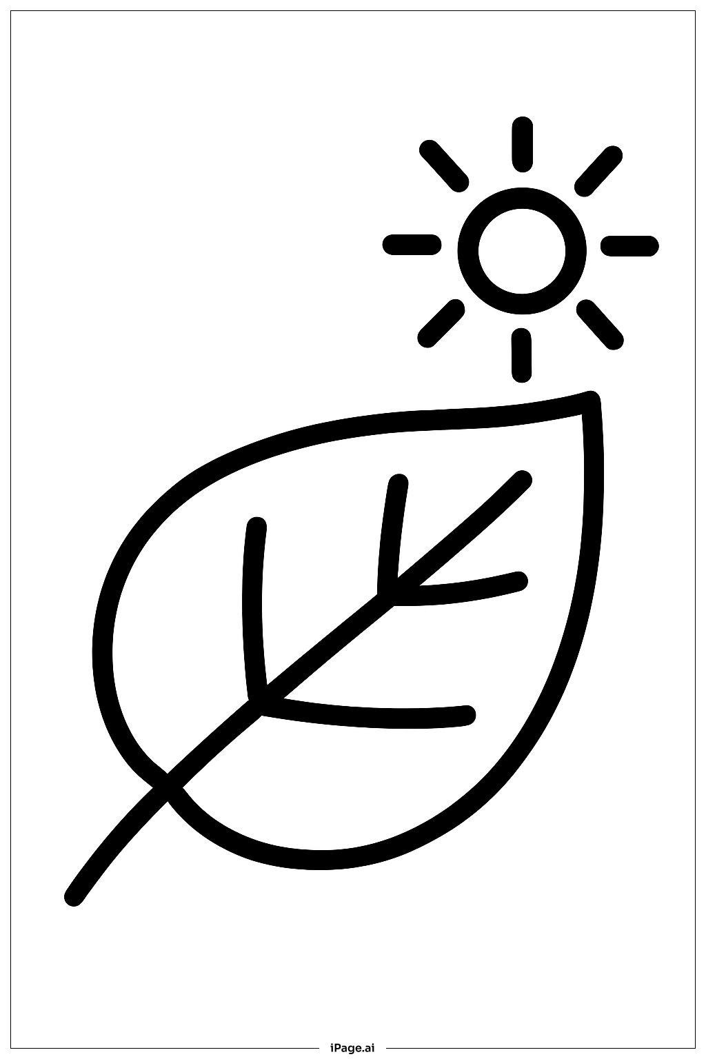  光合作用的叶子和阳光填色页 