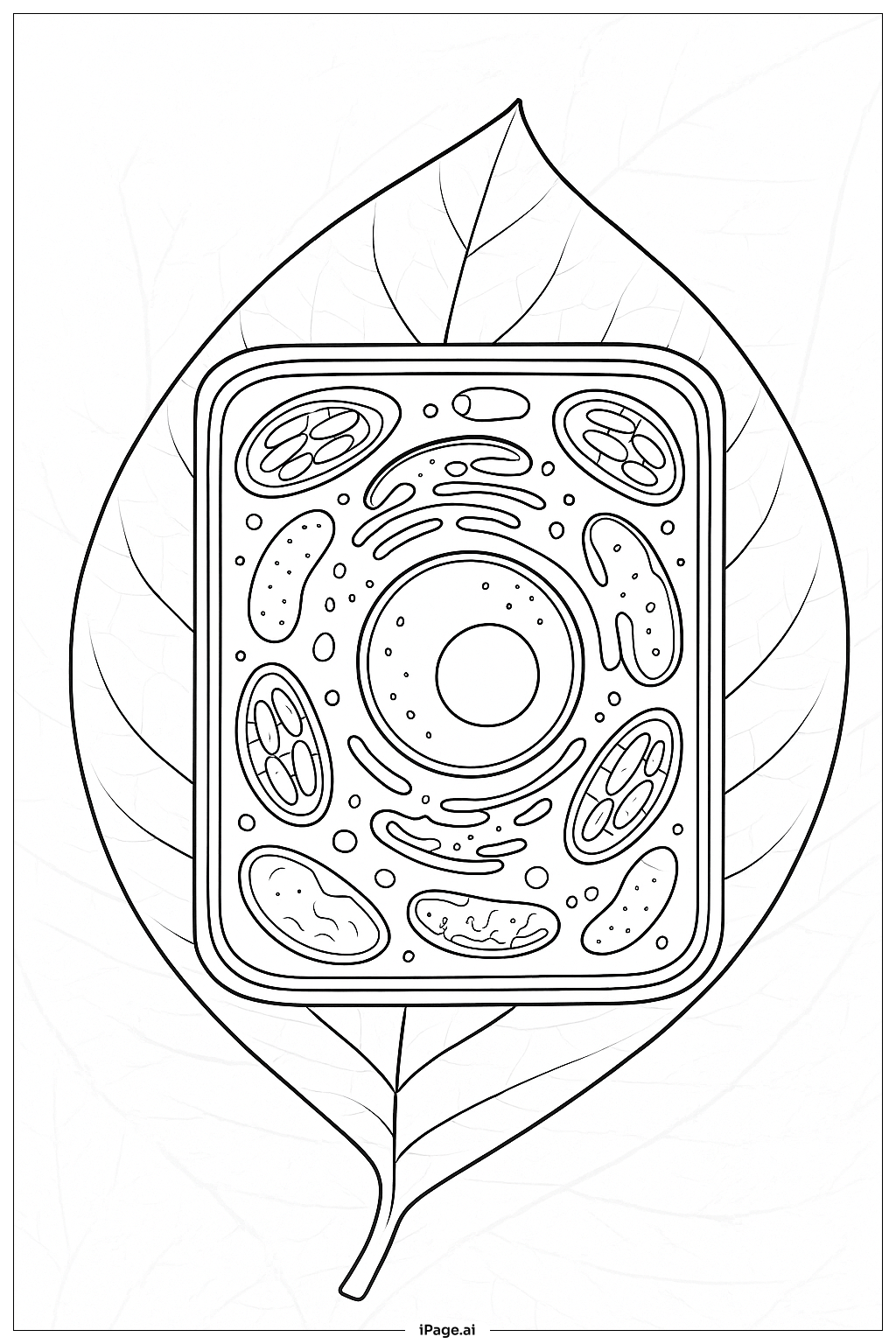  Página para colorear de Vista interior de la célula vegetal en la fotosíntesis 