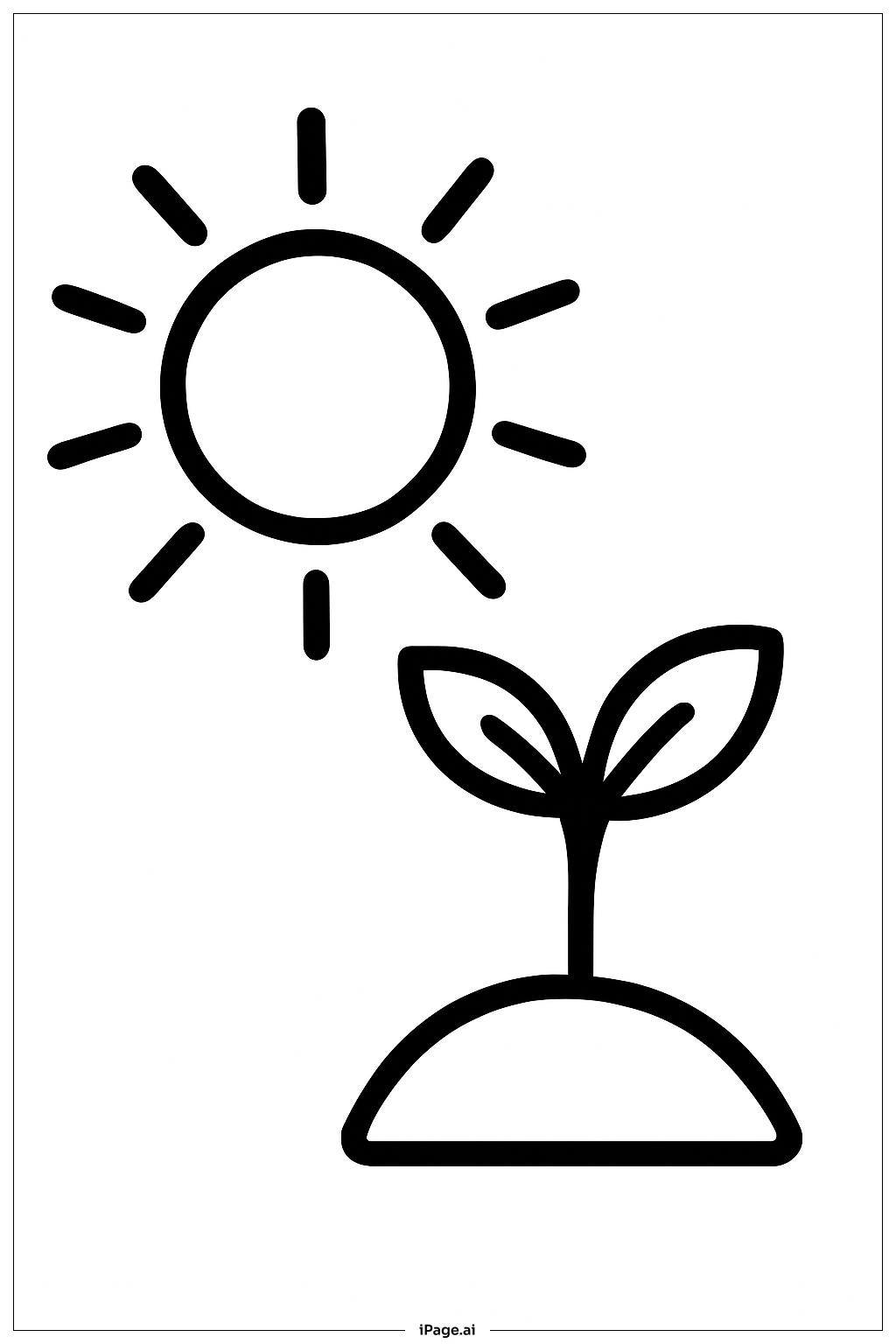  光合作用 太阳和幼苗填色页 